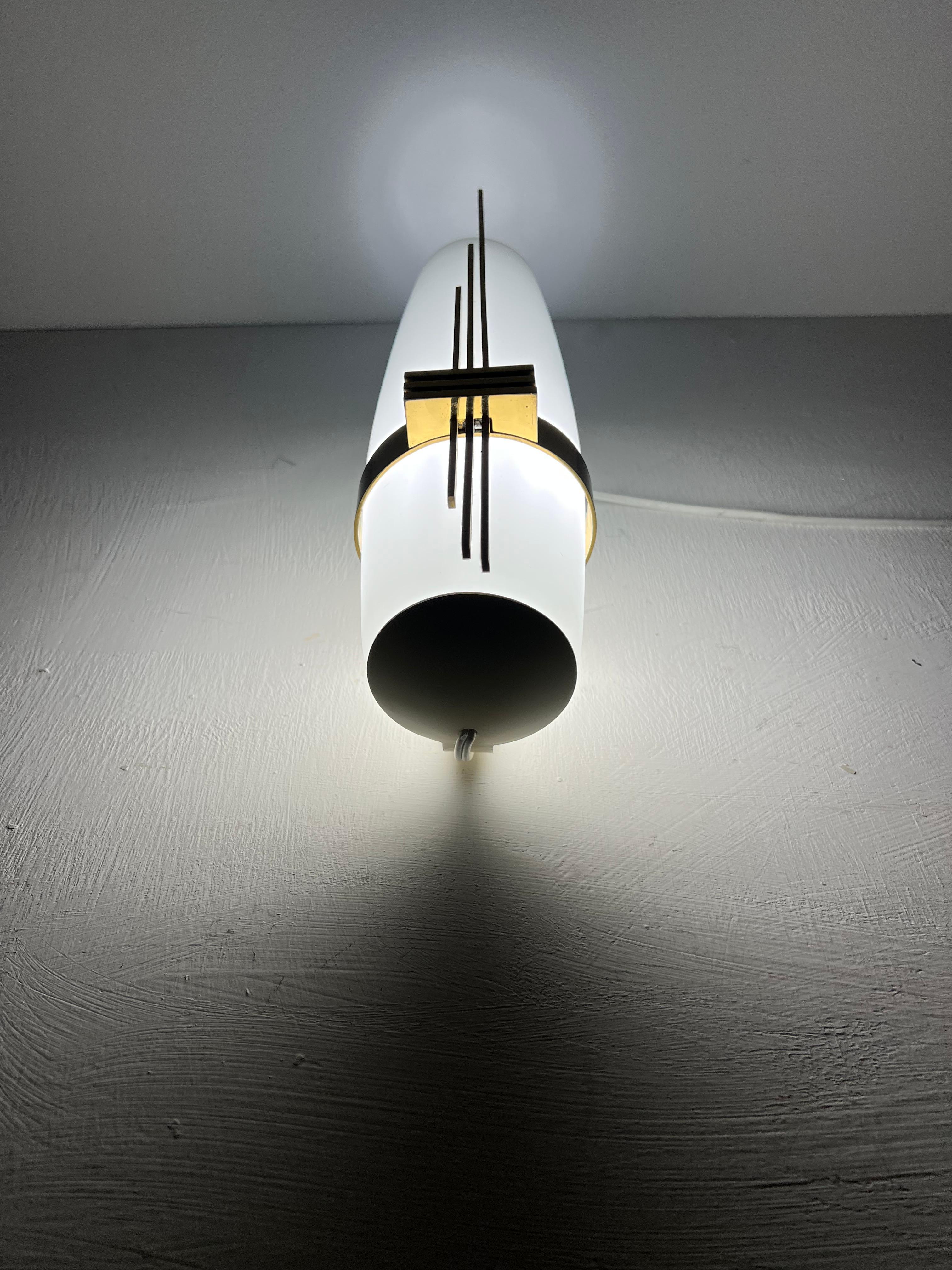 Modernist Sconce Attr Maison Arlus in Brass and Opaline Glass, France, 1950s For Sale 5