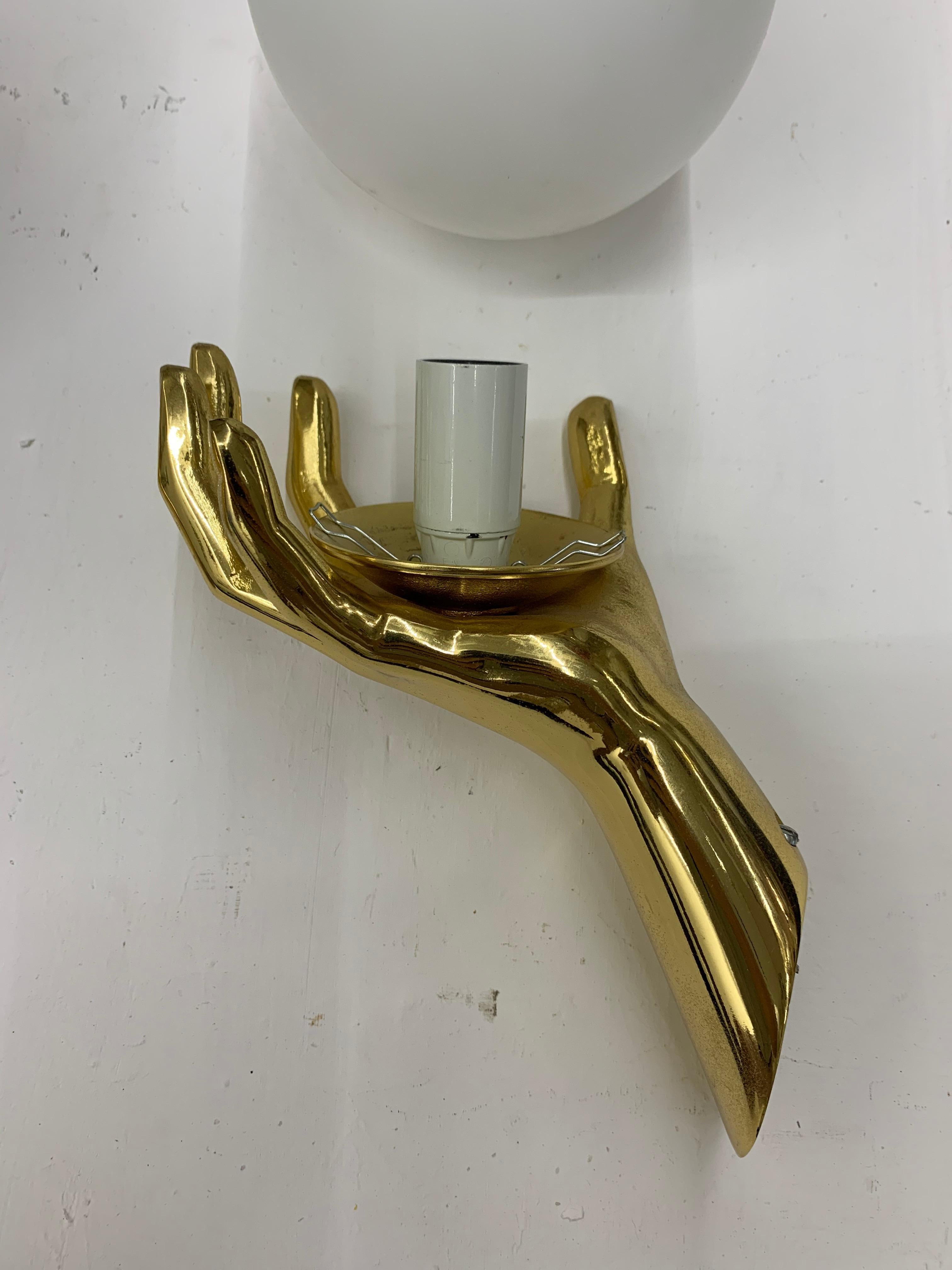 Modernist Sconces by Maison Arlus in Gilt Bronze and Opaline Glass, France 4
