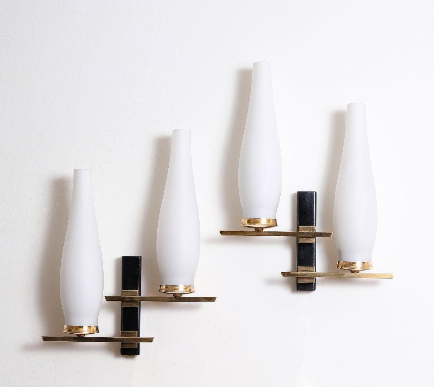 French Modernist Sconces by Maison Lunel