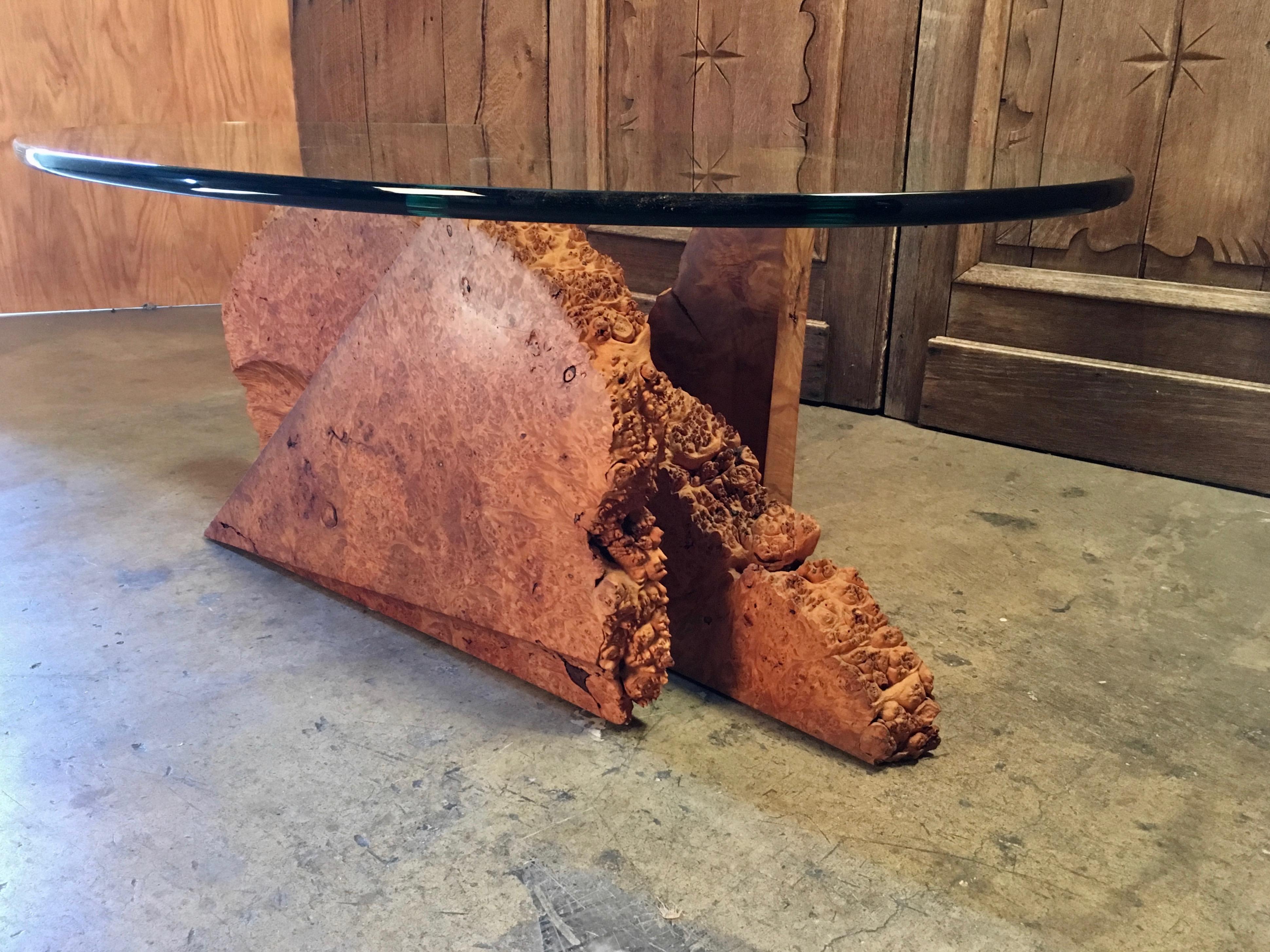 Organic Modern Modernist Sculpted Burl Wood Coffee Table 