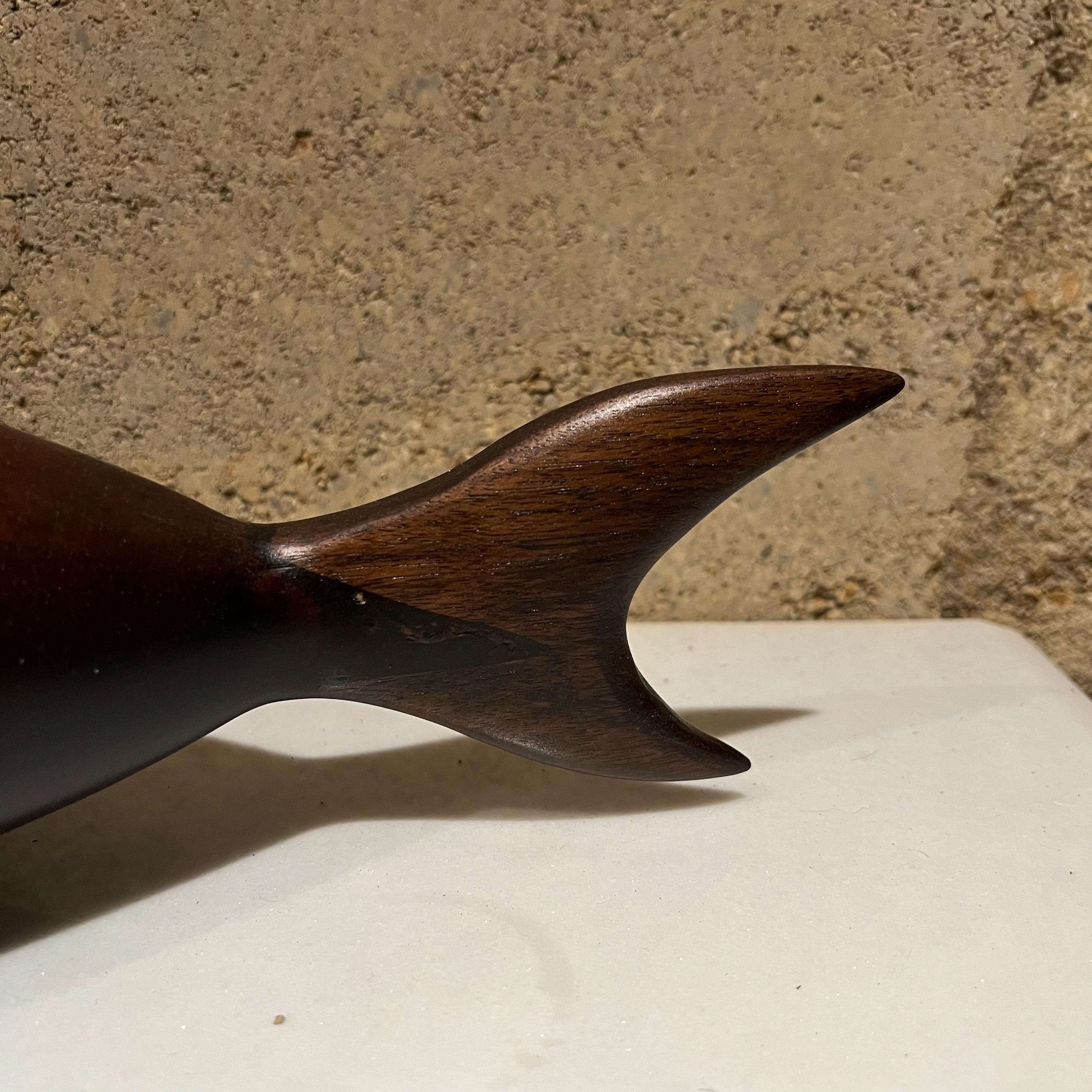 Mid-Century Modern 1970s Modernist Sculpted Sleek Wood Shark Bowl Catchall Dish For Sale