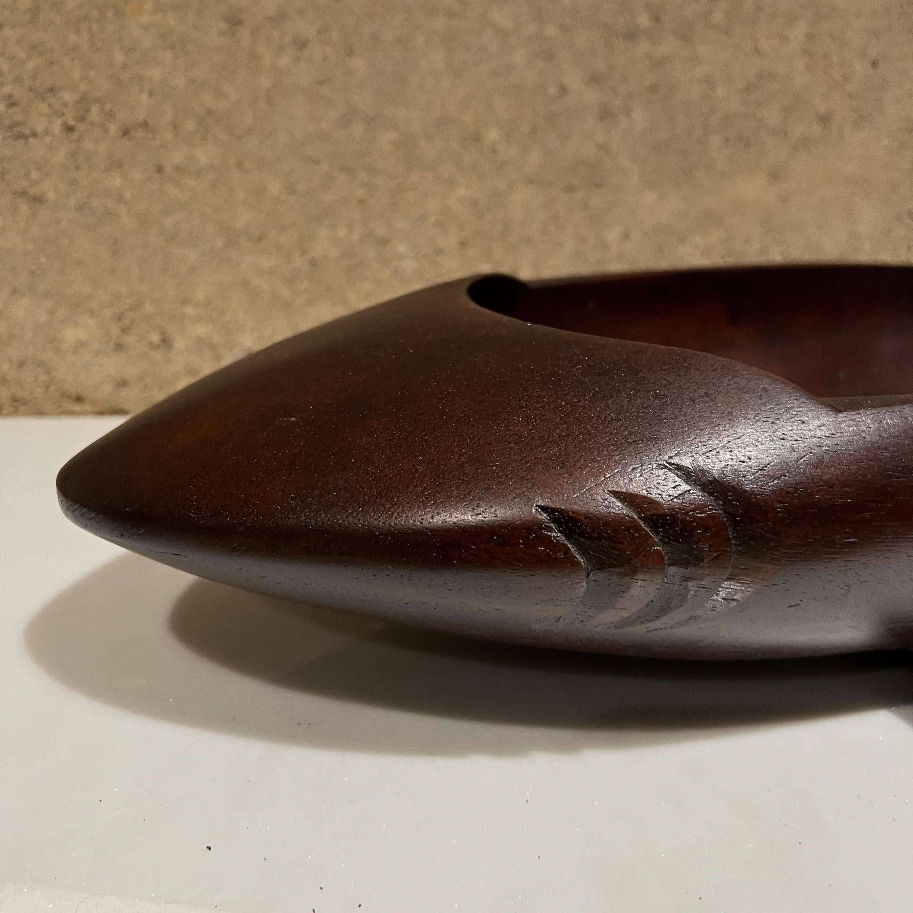 Late 20th Century 1970s Modernist Sculpted Sleek Wood Shark Bowl Catchall Dish For Sale