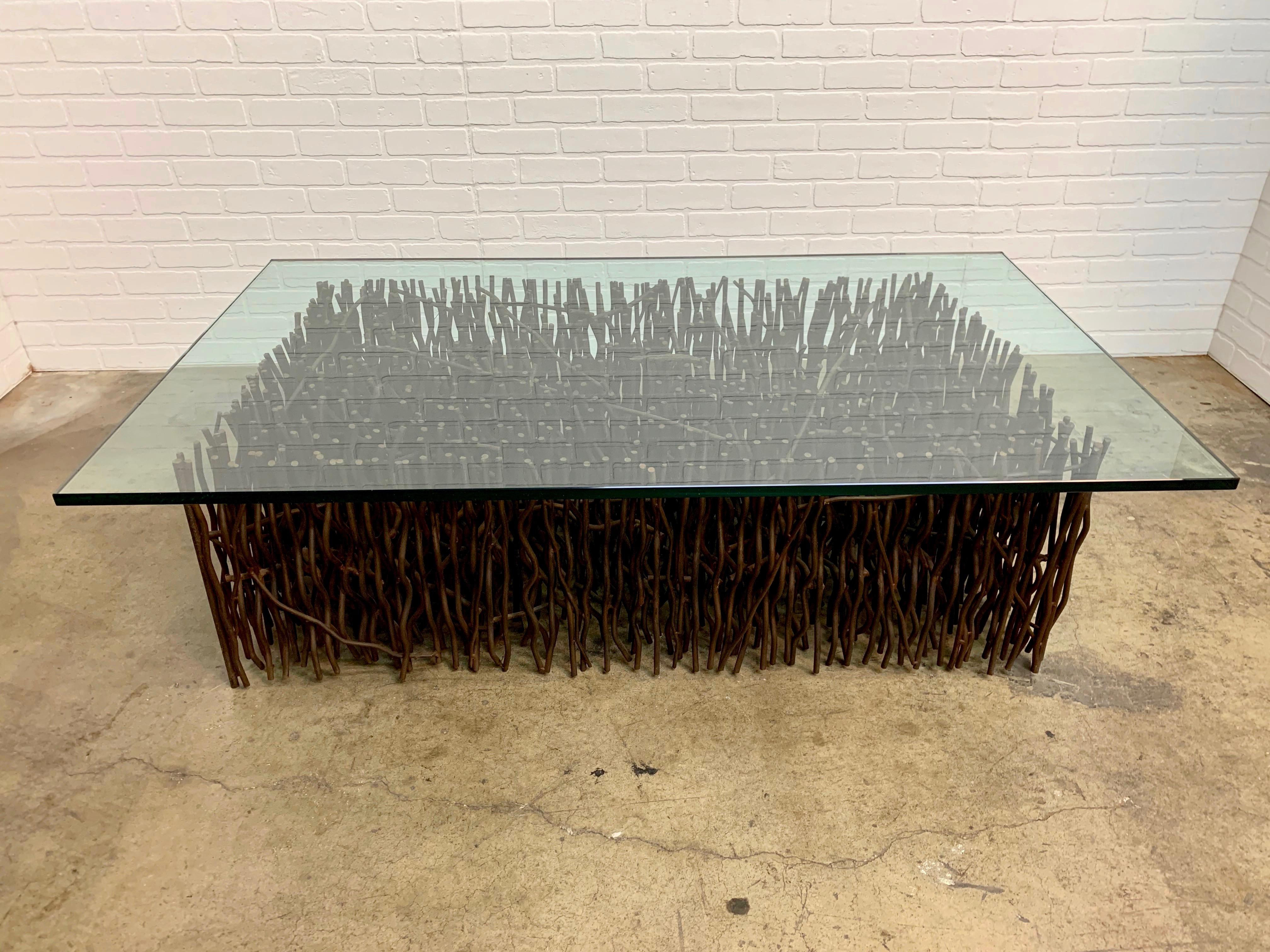 Mexican Modernist Sculpted Steel Rod Coffee Table