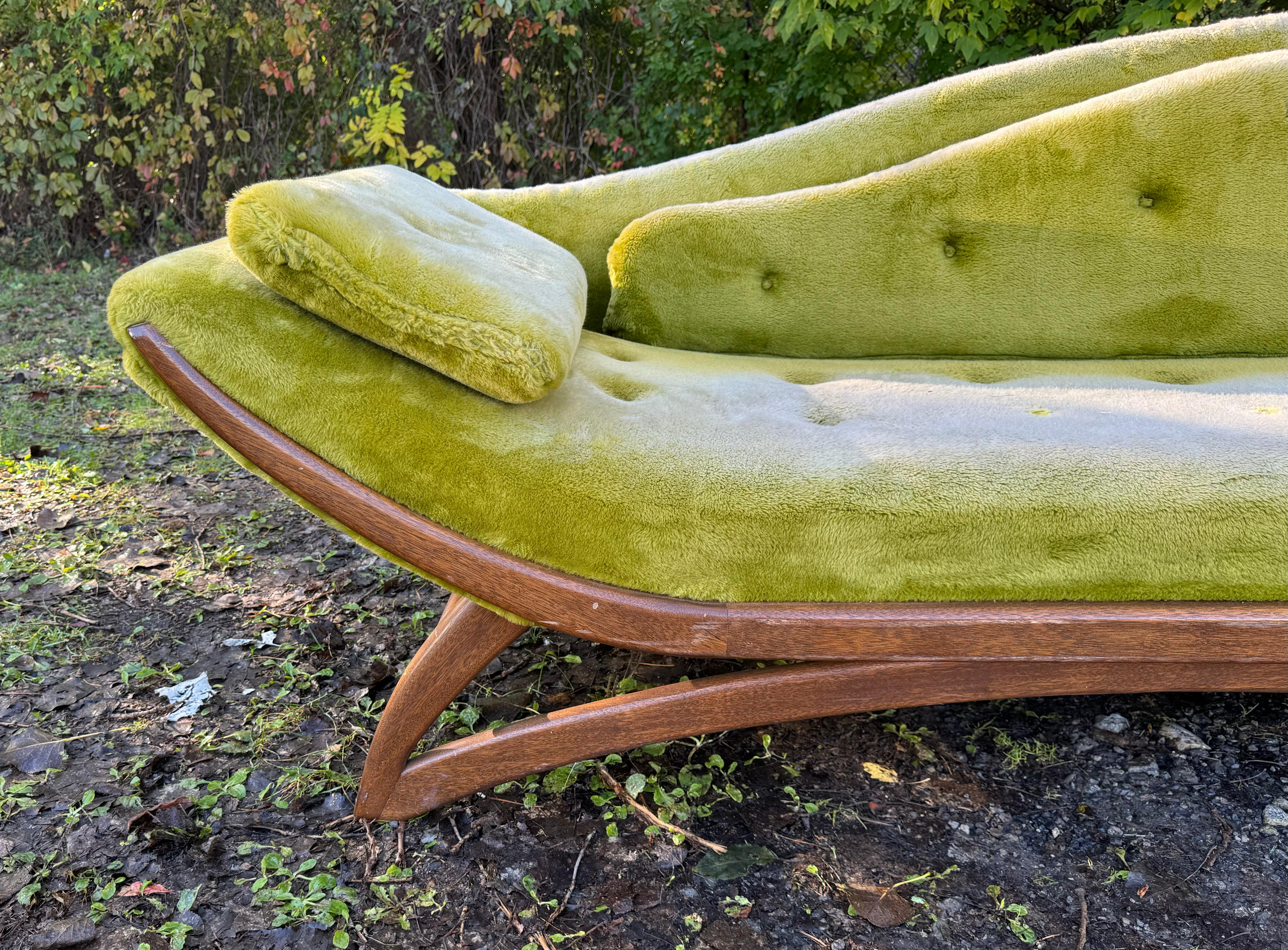 Mid-Century Modern Modernist Sculpted Walnut Gondola Sofa by Adrian Pearsall For Sale