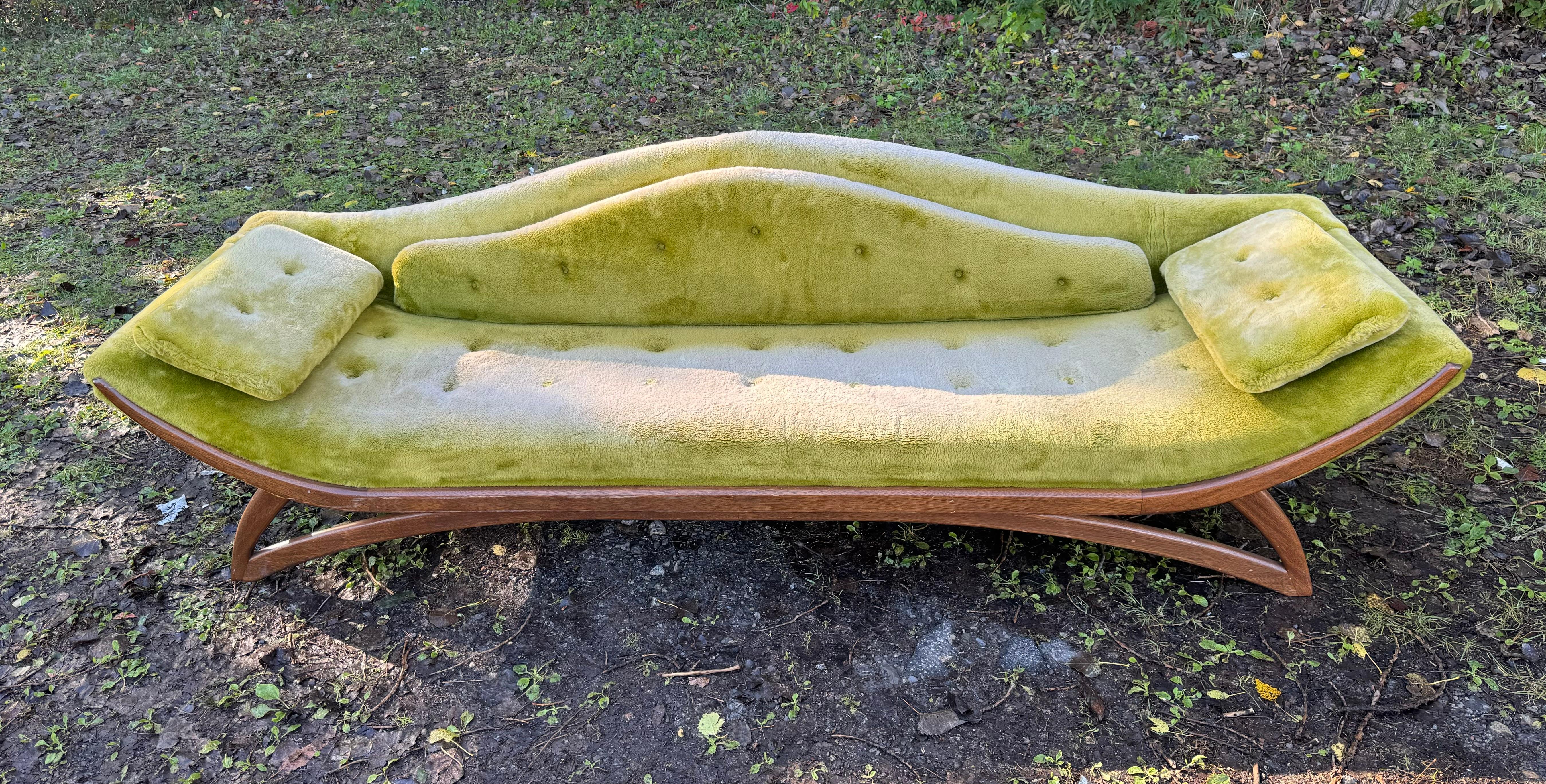 American Modernist Sculpted Walnut Gondola Sofa by Adrian Pearsall For Sale