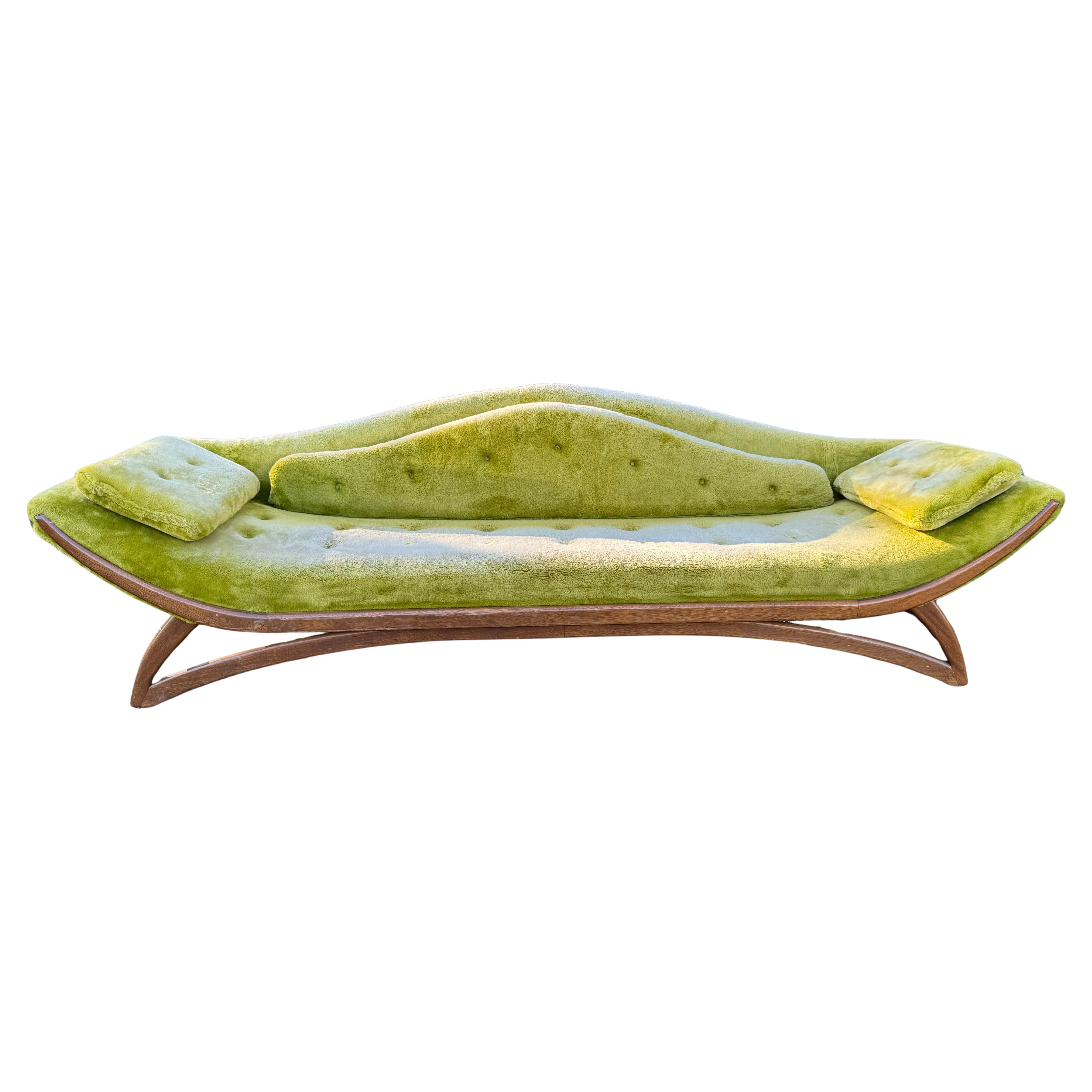 Modernist Sculpted Walnut Gondola Sofa by Adrian Pearsall