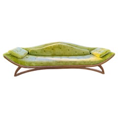 Modernist Sculpted Walnut Gondola Sofa by Adrian Pearsall