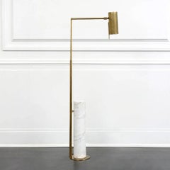 Modernist Sculptural Alma Floor Lamp  in Marble and Brass by Kelly Wearstler