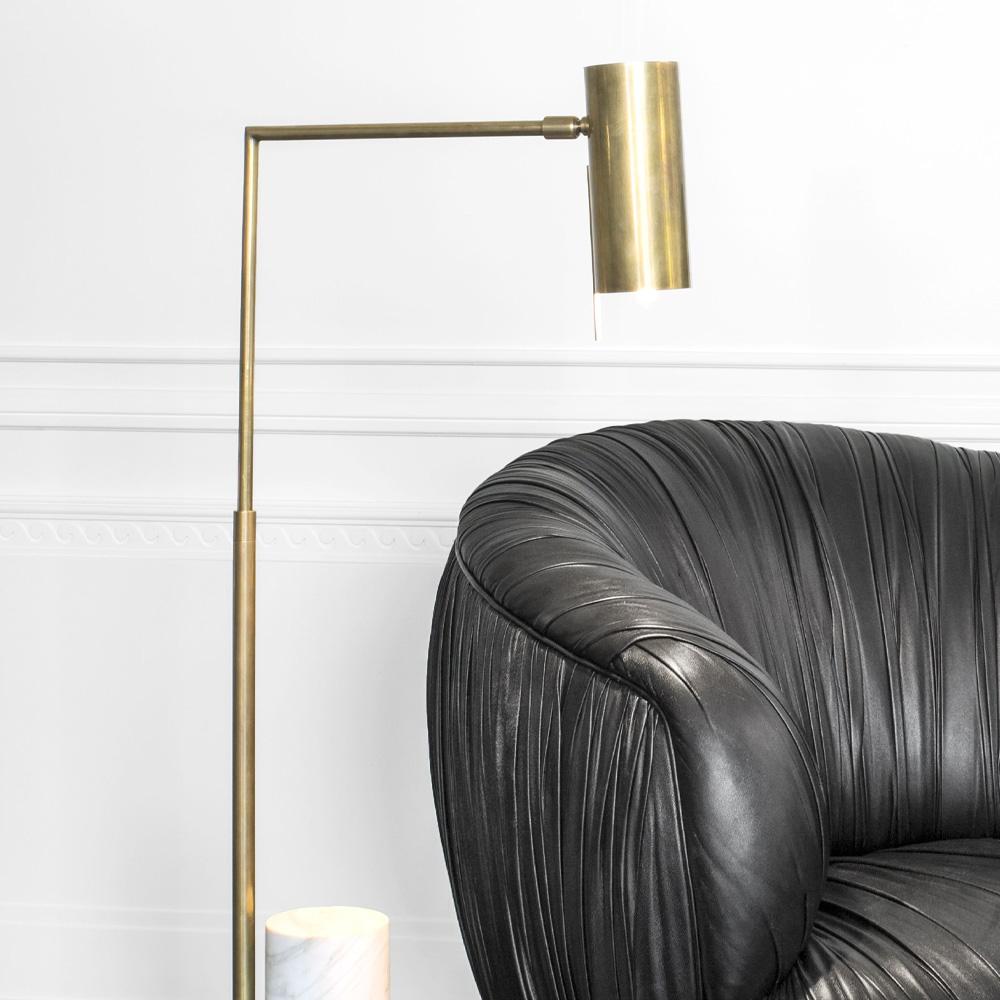 Contemporary Modernist Sculptural Alma Floor Lamp  in Marble and Brass by Kelly Wearstler