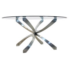 Modernist Sculptural Aluminum and Glass Coffee Table by Knut Hesterberg, 1970s