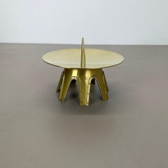 Modernist Sculptural Auböck Style Brutalist Brass Candleholder, Austria 1950s