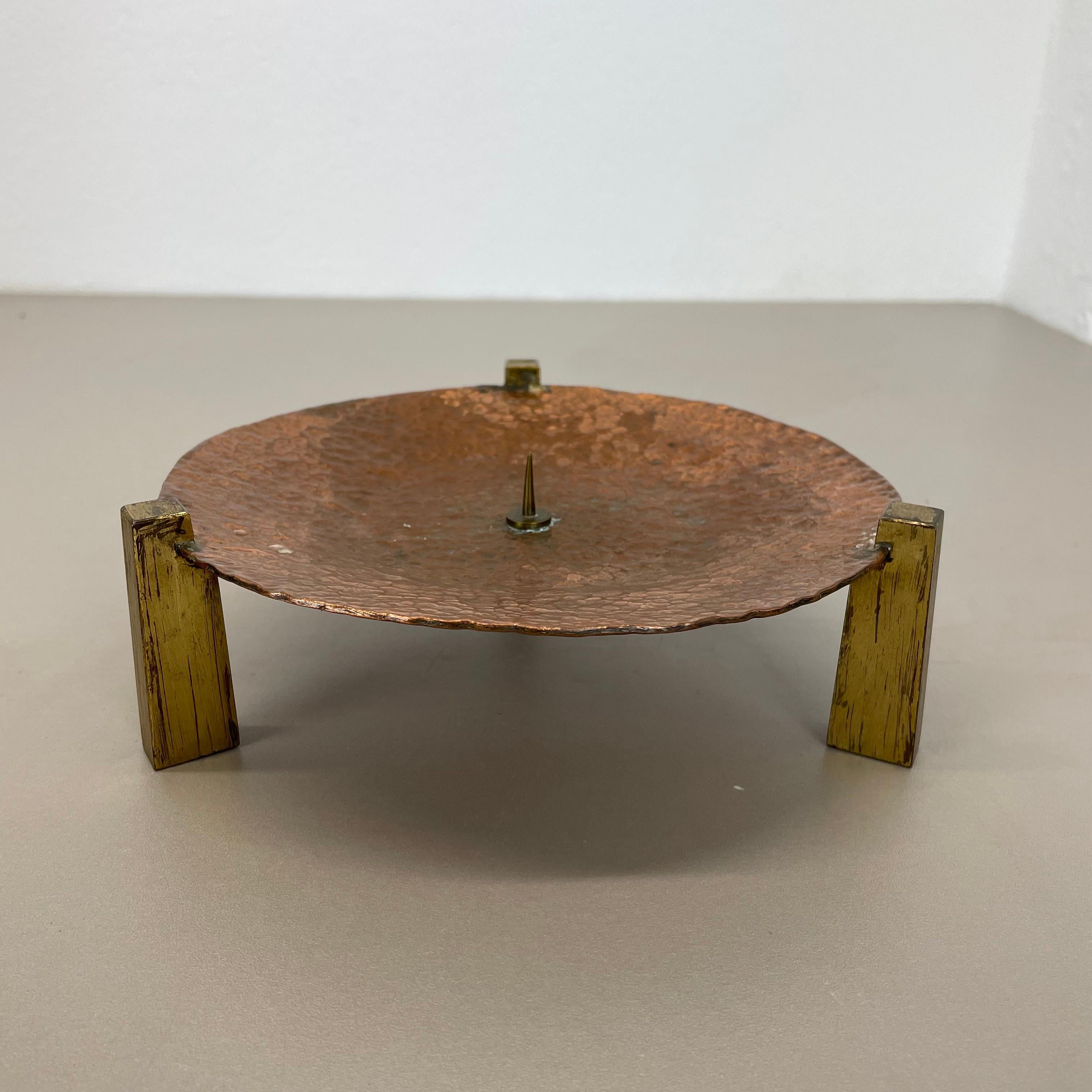 Modernistischer skulpturaler Auböck-Stil Brutalistischer Kupfer-Kerzenhalter, Österreich 1950 im Angebot 7