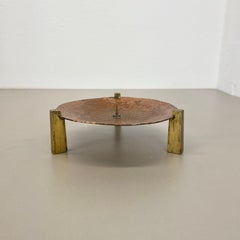 Modernist Sculptural Auböck Style Brutalist Copper Candleholder, Austria 1950