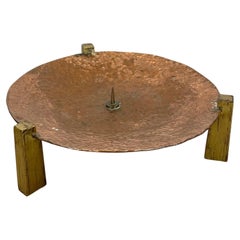 Bougeoir sculptural moderniste en cuivre brutaliste de style Auböck, Autriche 1950