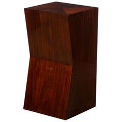 Modernist Sculptural Bookmatched Walnut Concave Faceted Minimalist Pedestal