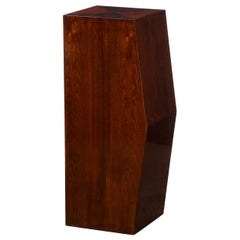 Modernist Sculptural Bookmatched Walnut Convex Faceted Minimalist Pedestal