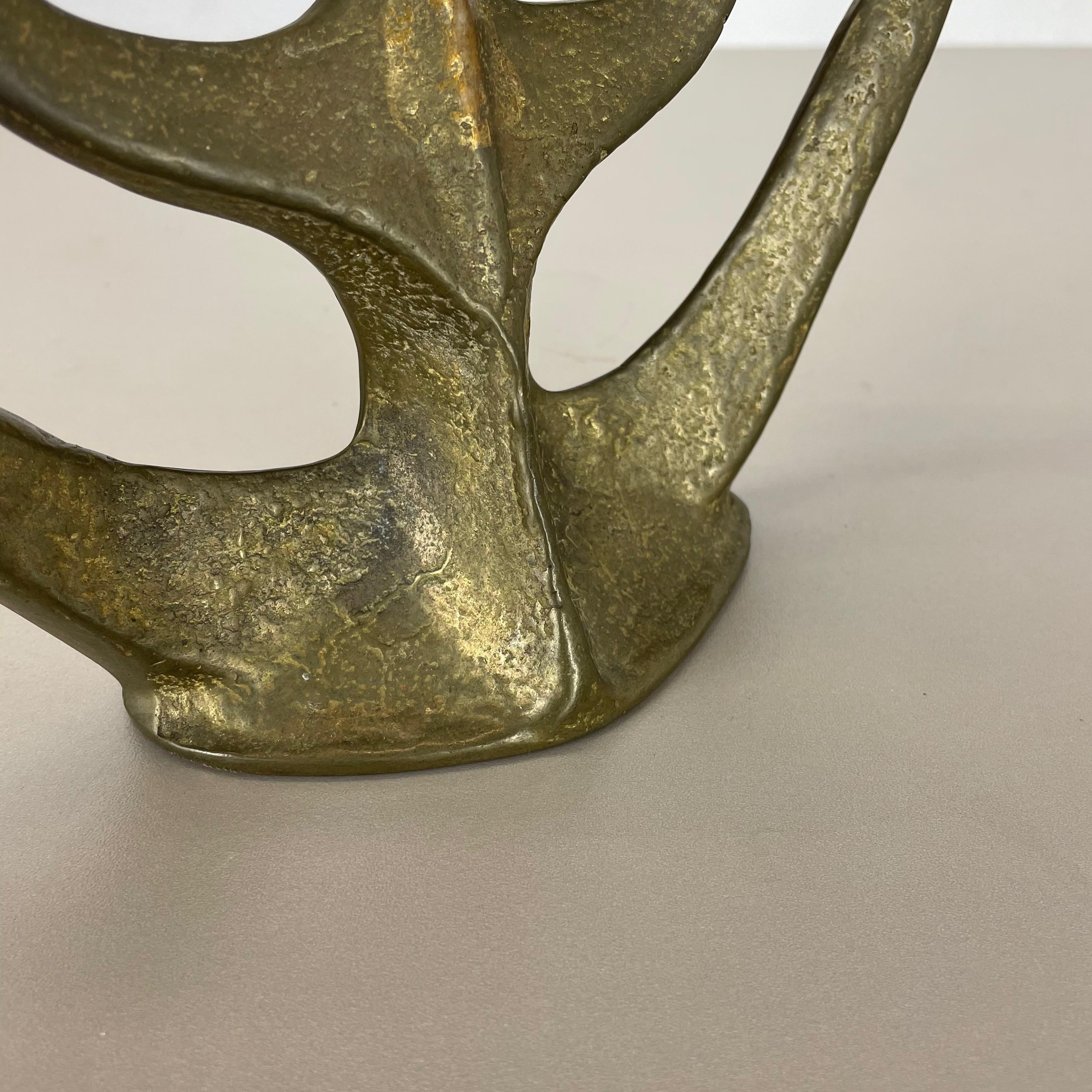 Modernist Sculptural Brutalist Brass Candleholder, Germany, 1970s For Sale 8