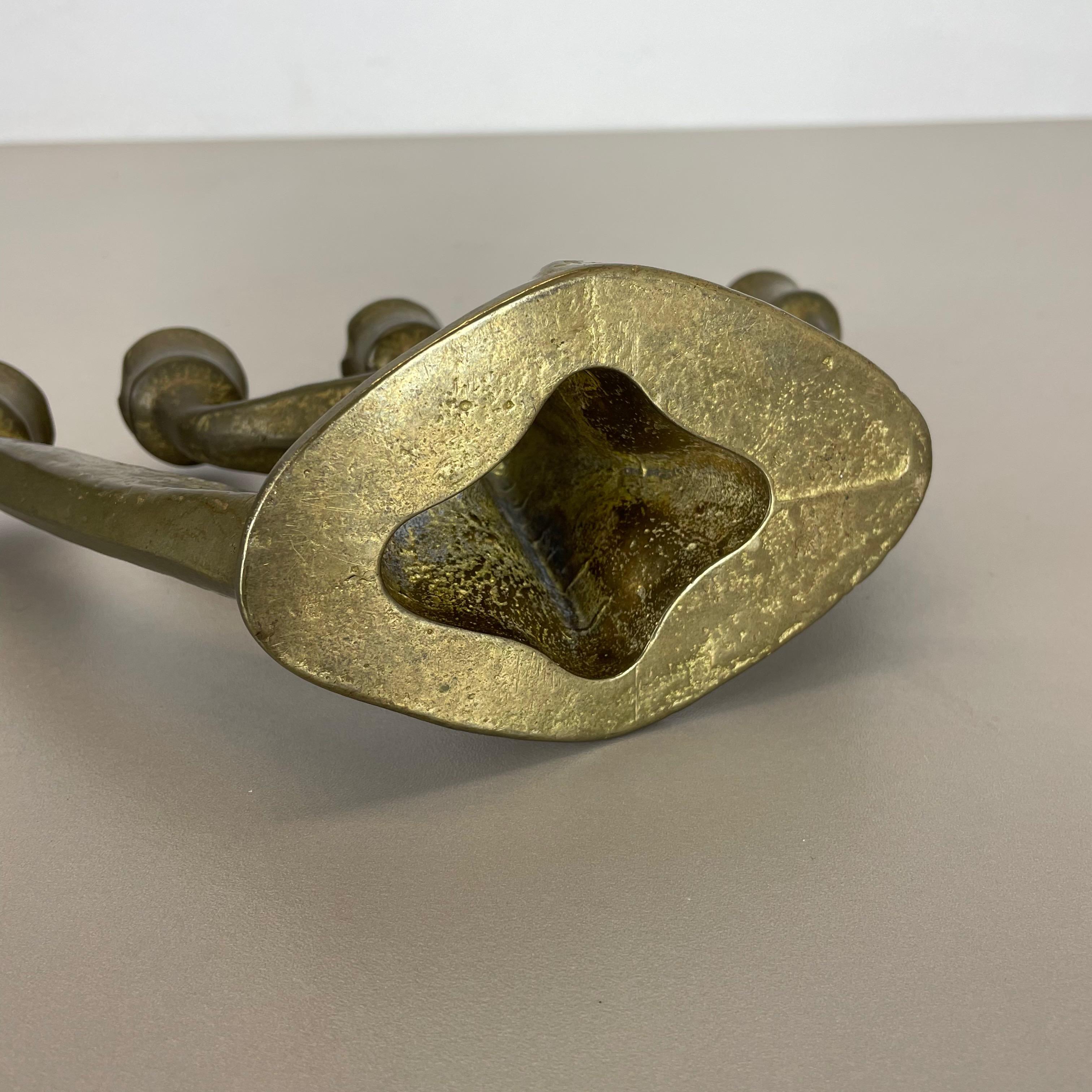 Modernist Sculptural Brutalist Brass Candleholder, Germany, 1970s For Sale 9