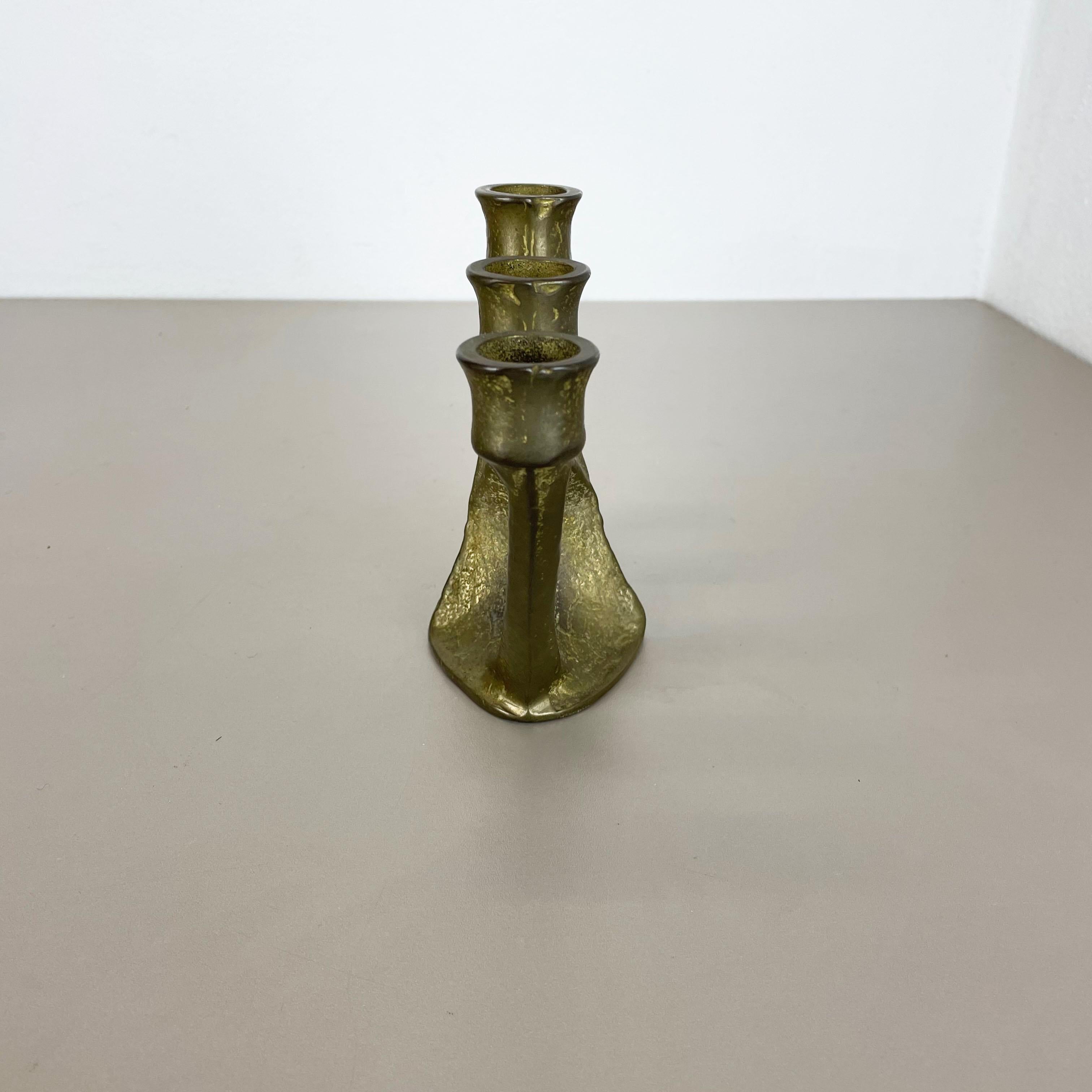 20th Century Modernist Sculptural Brutalist Brass Candleholder, Germany, 1970s For Sale