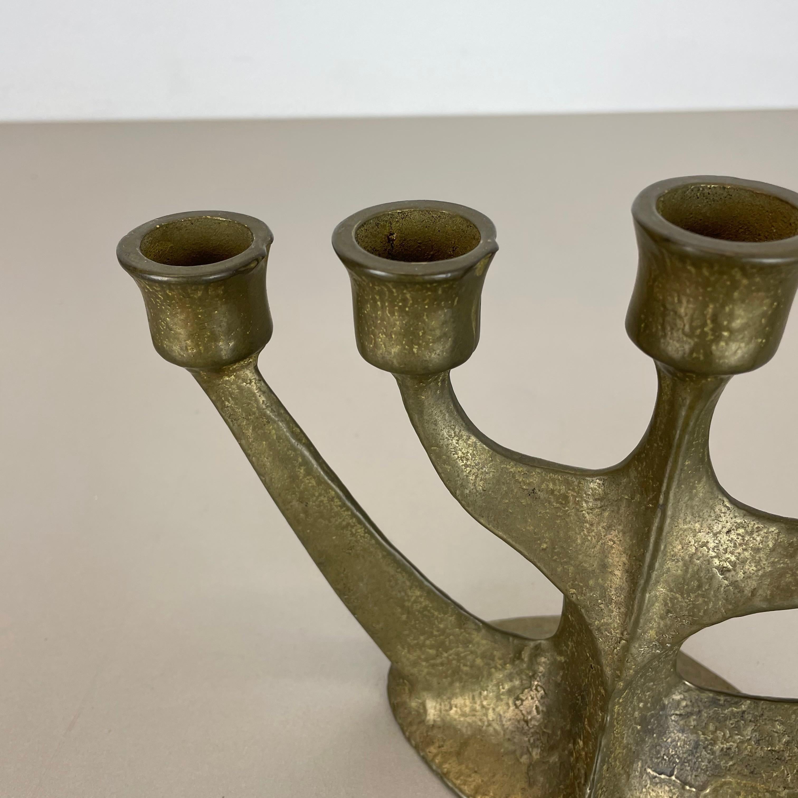 Modernist Sculptural Brutalist Brass Candleholder, Germany, 1970s For Sale 2