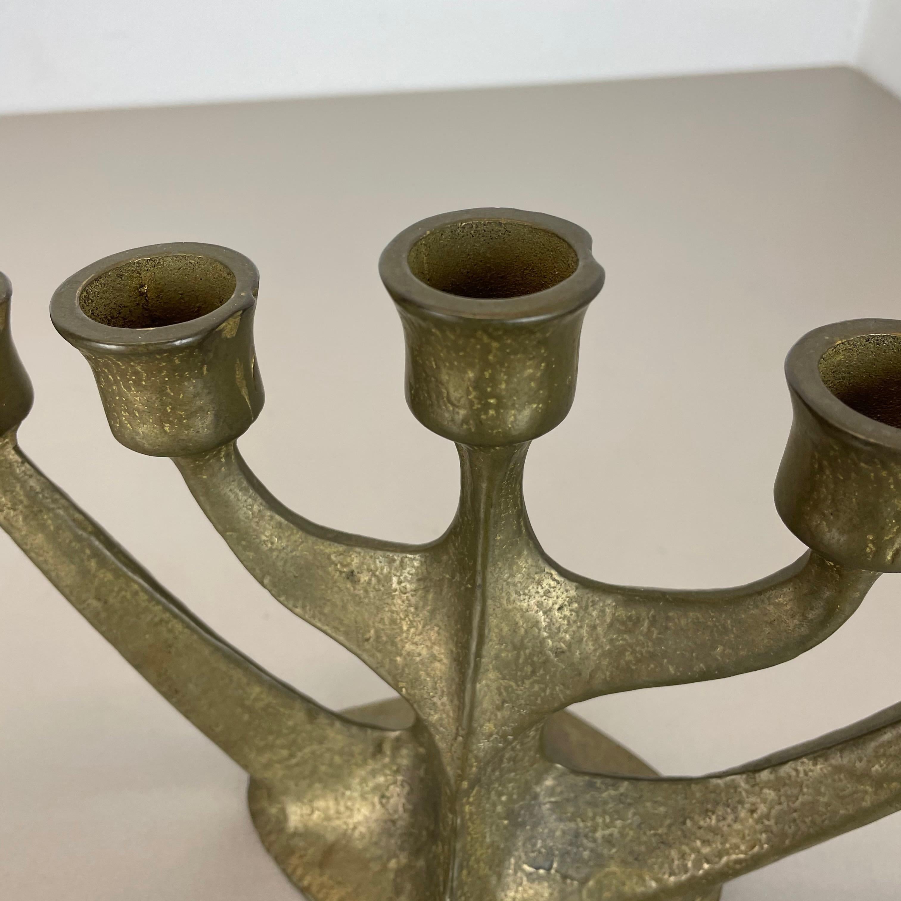 Modernist Sculptural Brutalist Brass Candleholder, Germany, 1970s For Sale 3