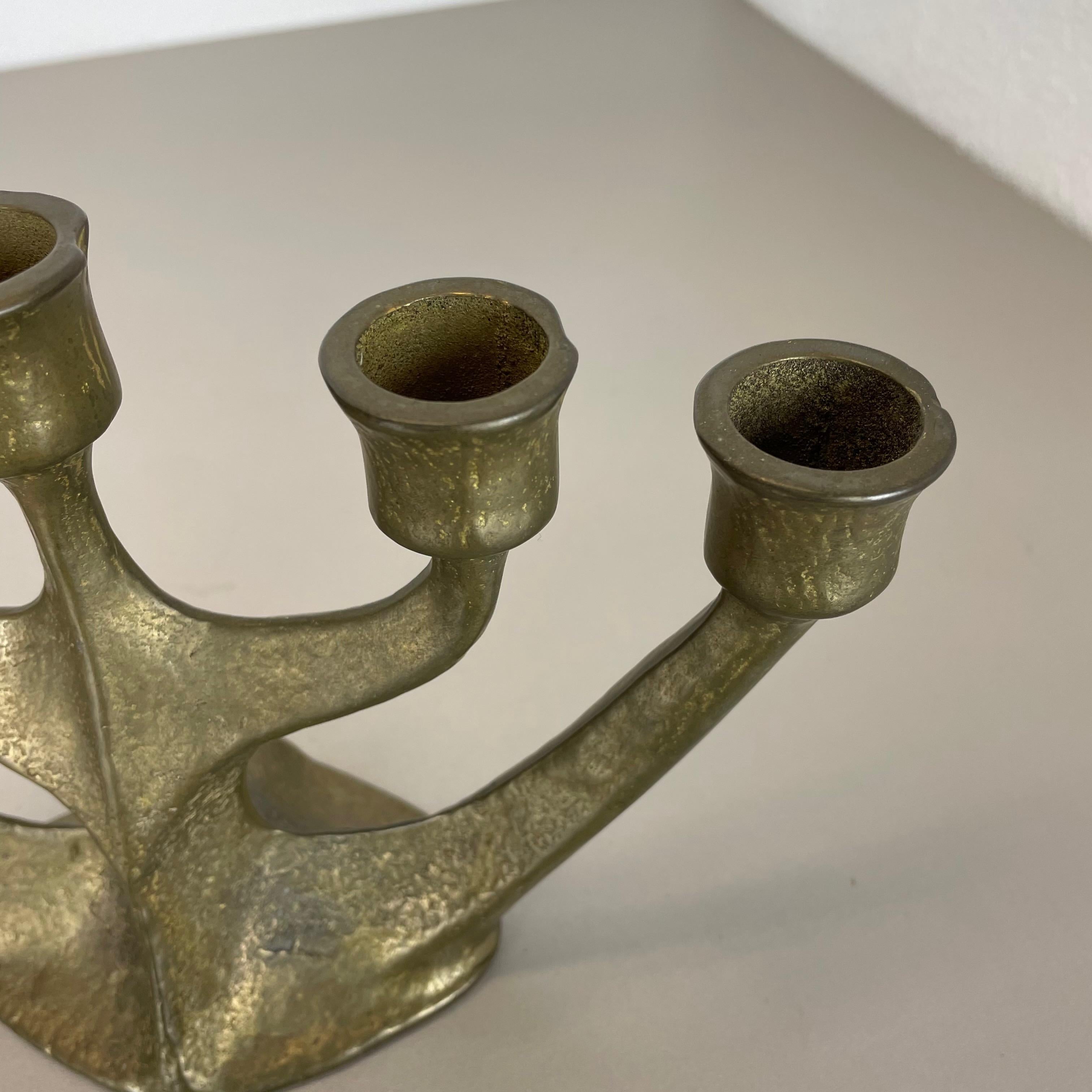 Modernist Sculptural Brutalist Brass Candleholder, Germany, 1970s For Sale 4