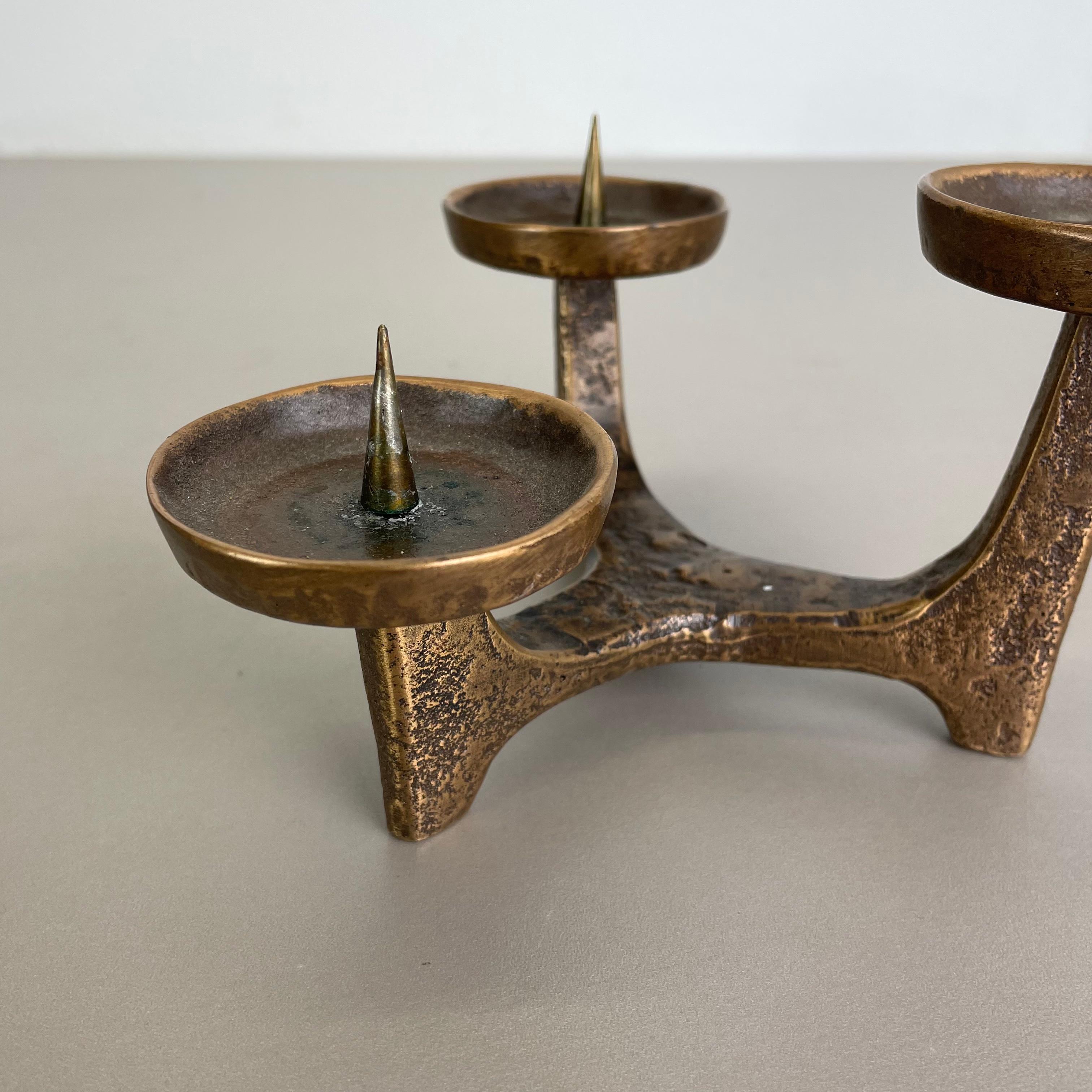 Bougeoir moderniste sculptural brutaliste en métal et bronze, France, années 1960 en vente 3