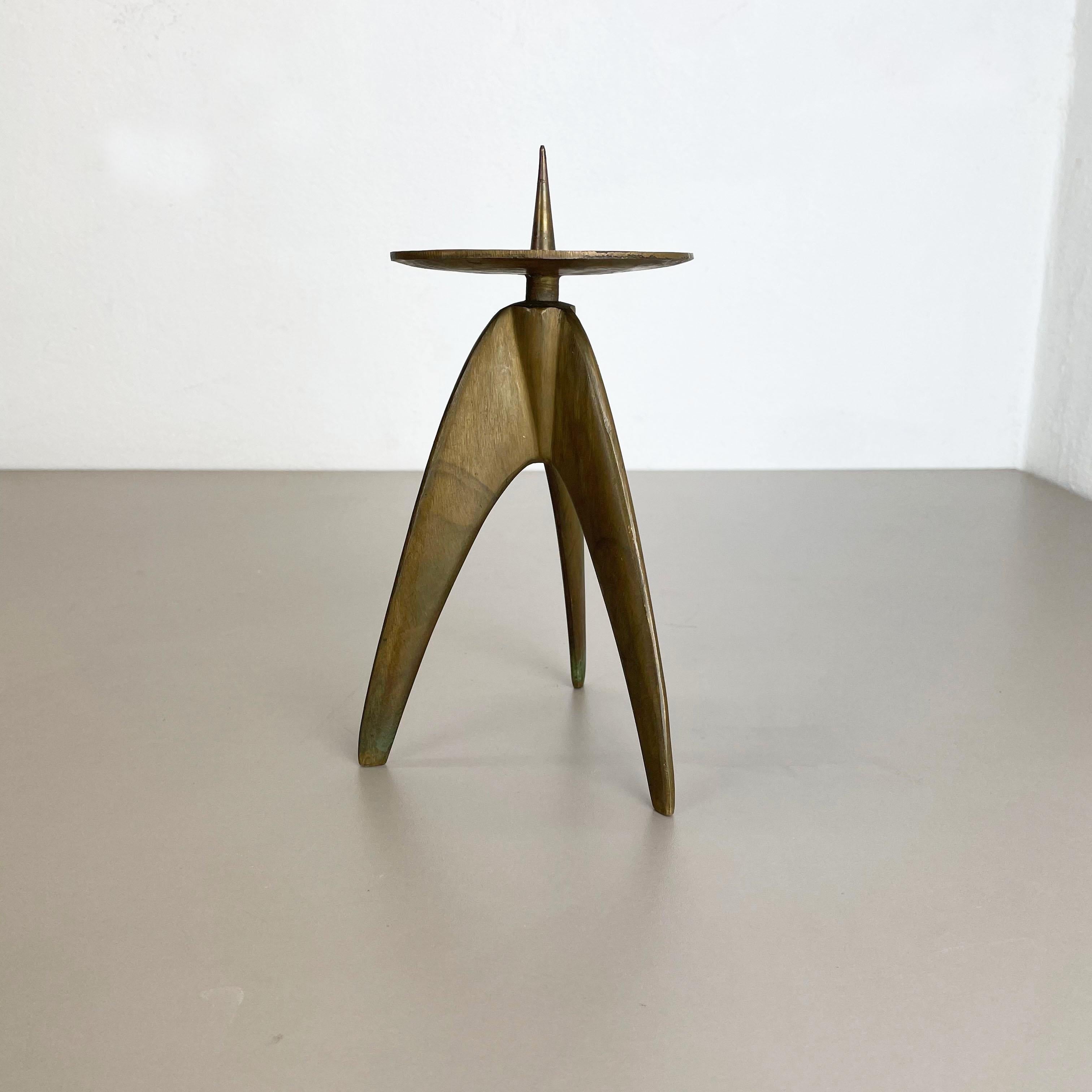 Article:

Sculptural candleholder


Origin:

Germany


Material:

Solid brass


Decade:

1970s




This original vintage candleholder, was produced in the 1970s in Germany. It is made of solid brass, and has a lovely patination