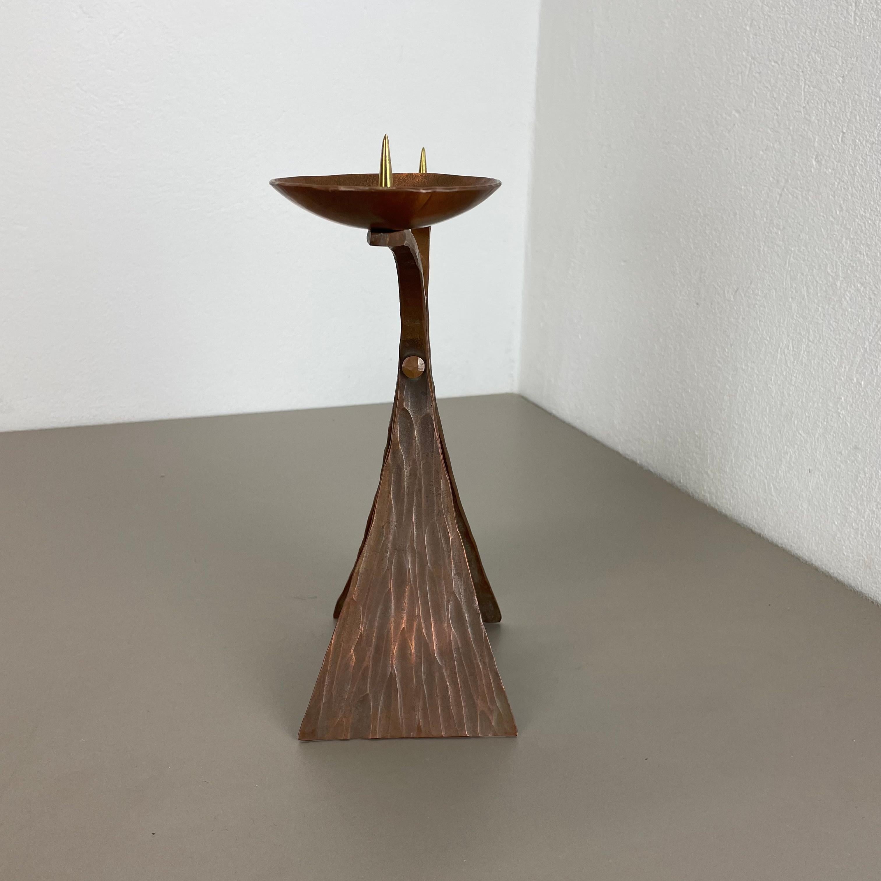 Modernistischer skulpturaler Kerzenhalter aus Kupfer im Hagenauer-Stil des Brutalismus, Österreich 1950 im Angebot 6