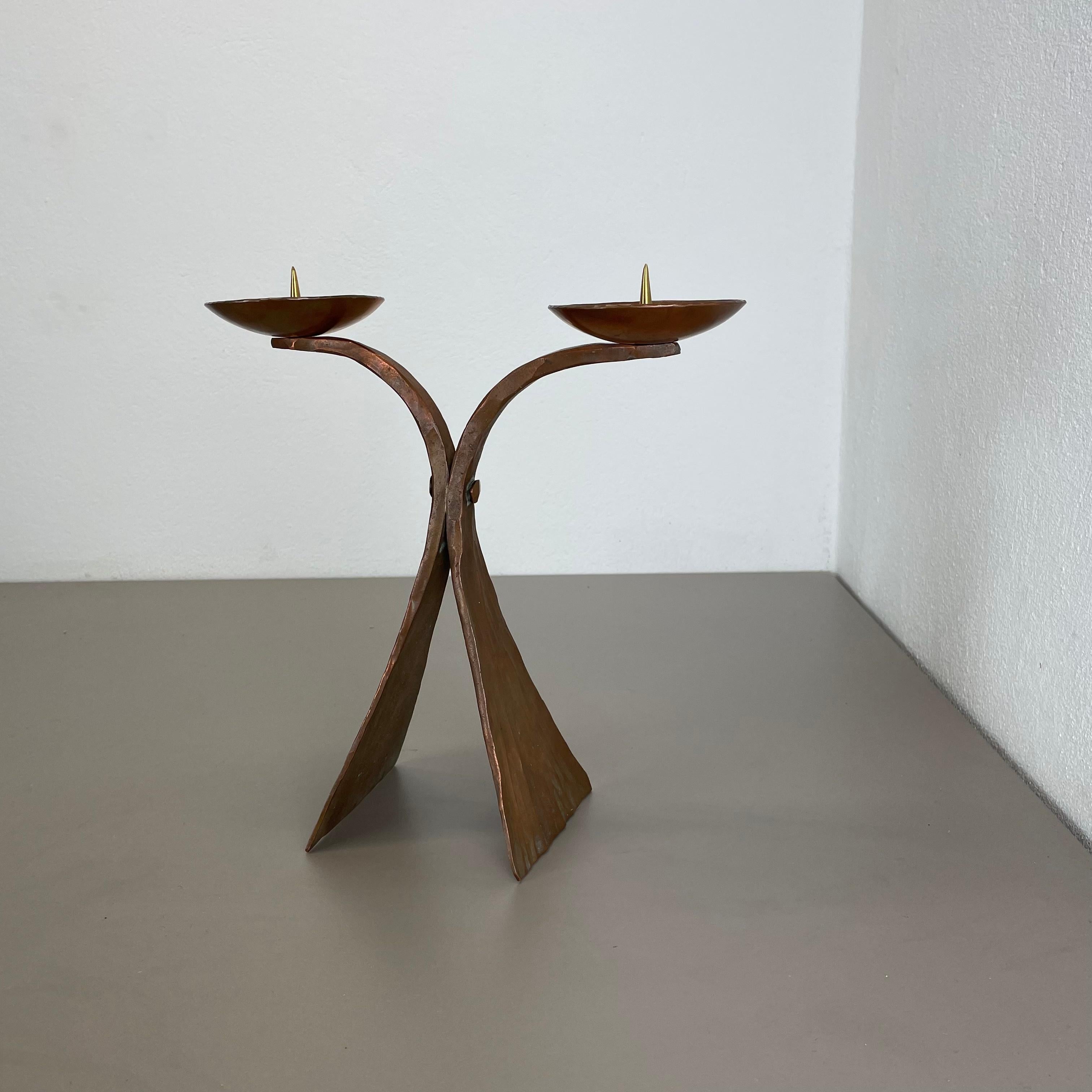 Scandinavian Modern Modernist Sculptural Hagenauer Style Brutalist Copper Candleholder, Austria 1950 For Sale