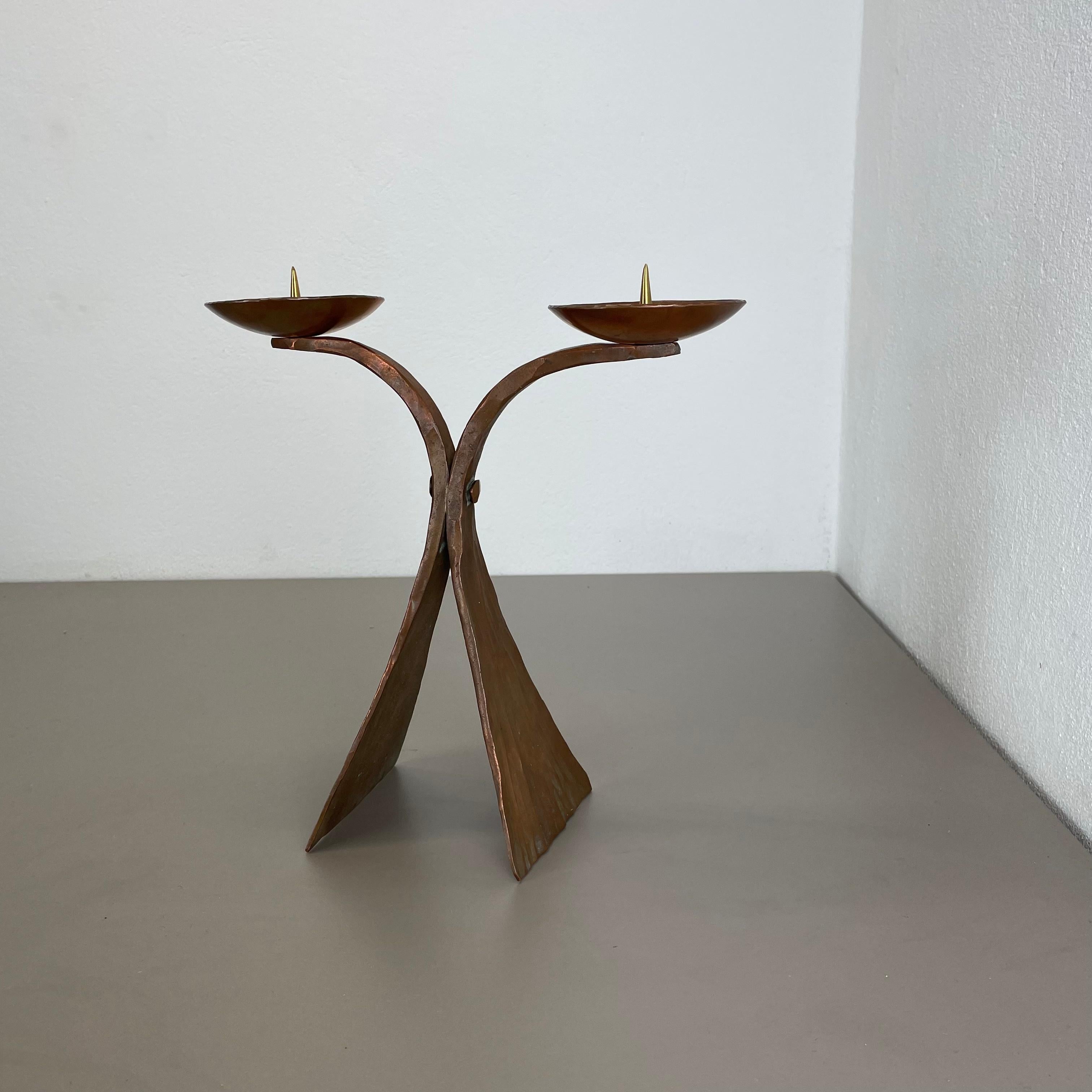 Scandinave moderne Bougeoir moderniste sculptural en cuivre de style brutaliste de Hagenauer, Autriche, 1950 en vente