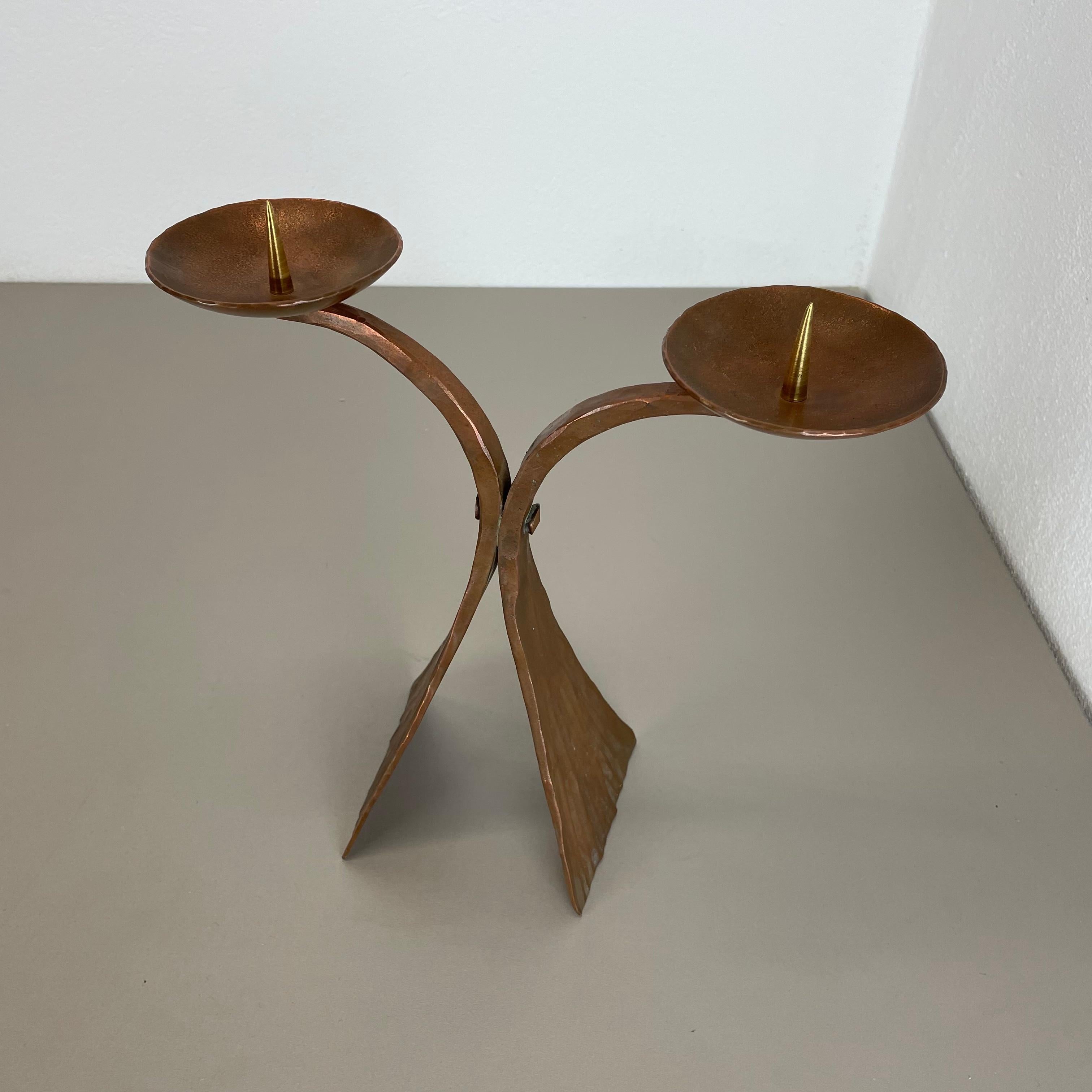 Modernist Sculptural Hagenauer Style Brutalist Copper Candleholder, Austria 1950 In Good Condition For Sale In Kirchlengern, DE