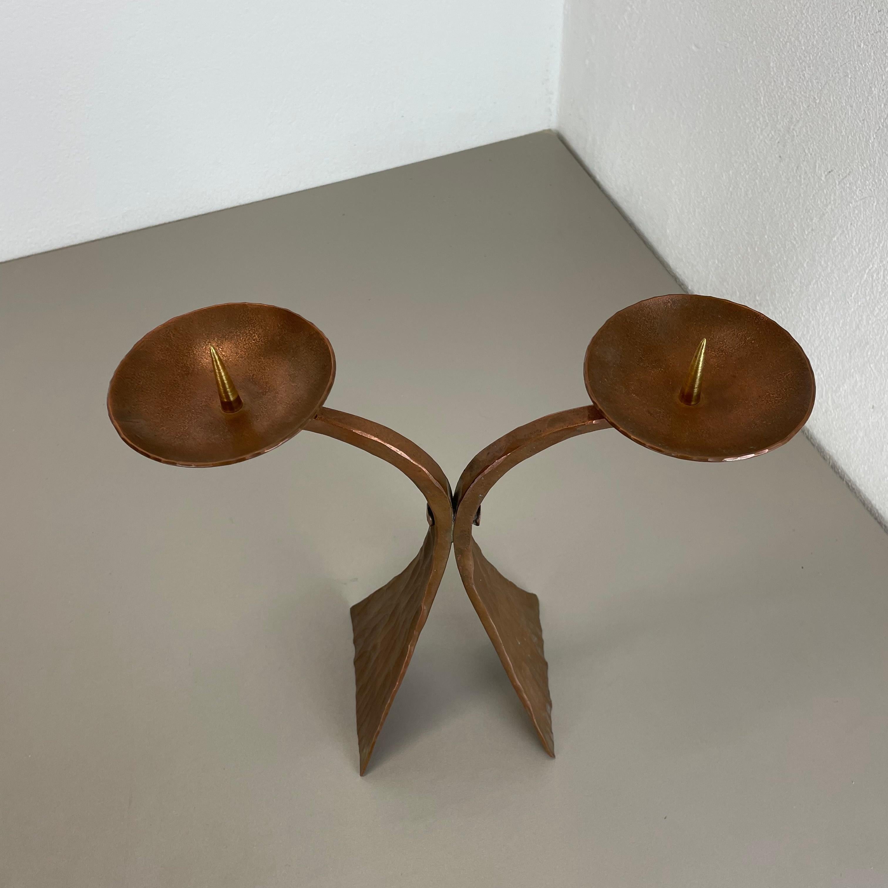 20th Century Modernist Sculptural Hagenauer Style Brutalist Copper Candleholder, Austria 1950 For Sale