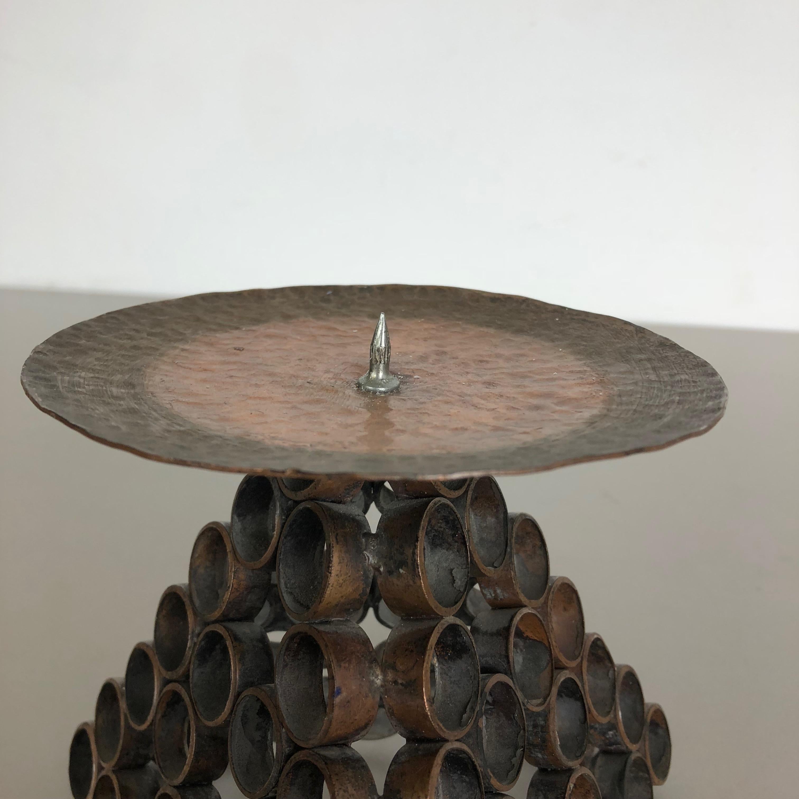 Modernist Sculptural Hagenauer Style Brutalist Copper Candleholder, Austria 1950 For Sale 3