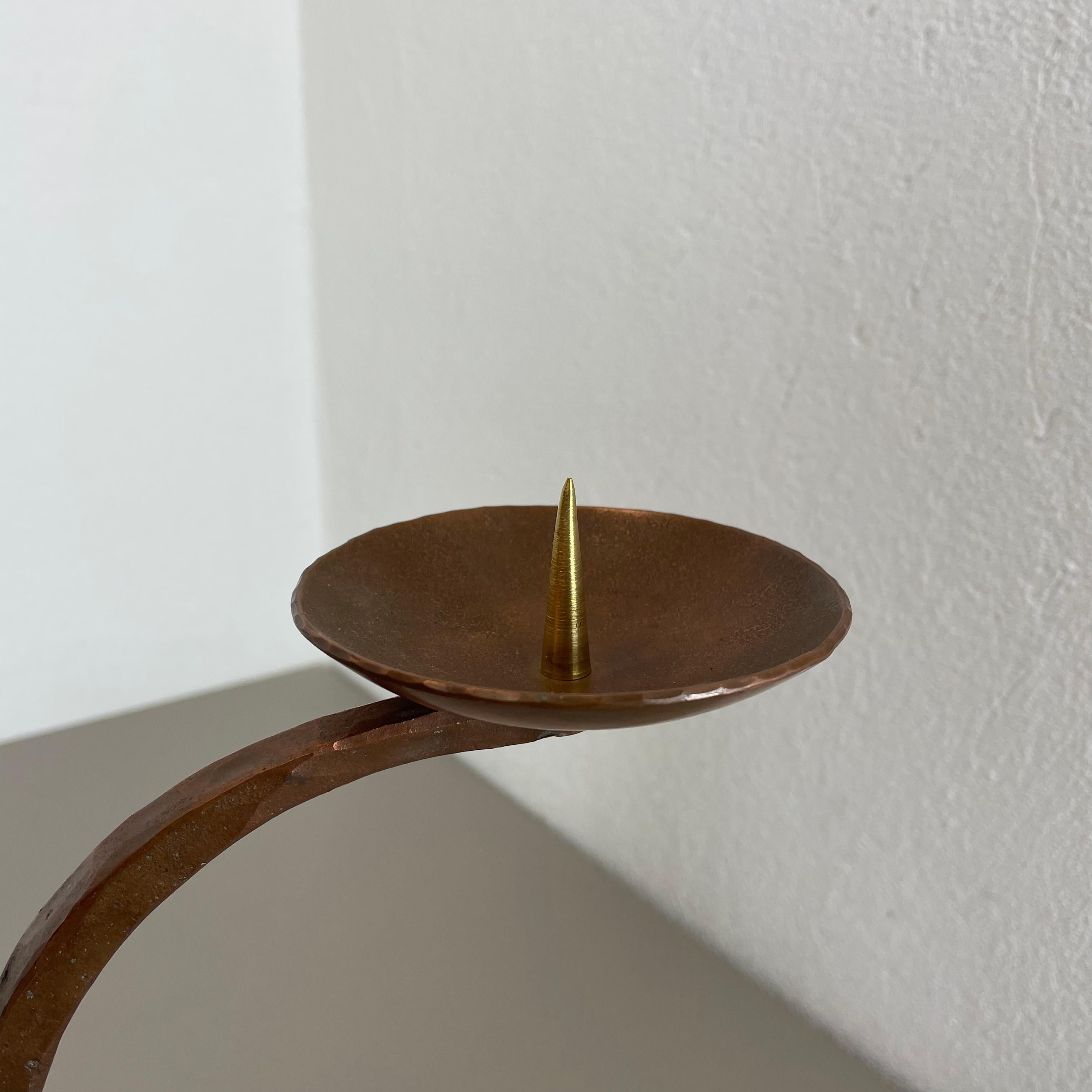 Modernist Sculptural Hagenauer Style Brutalist Copper Candleholder, Austria 1950 For Sale 3