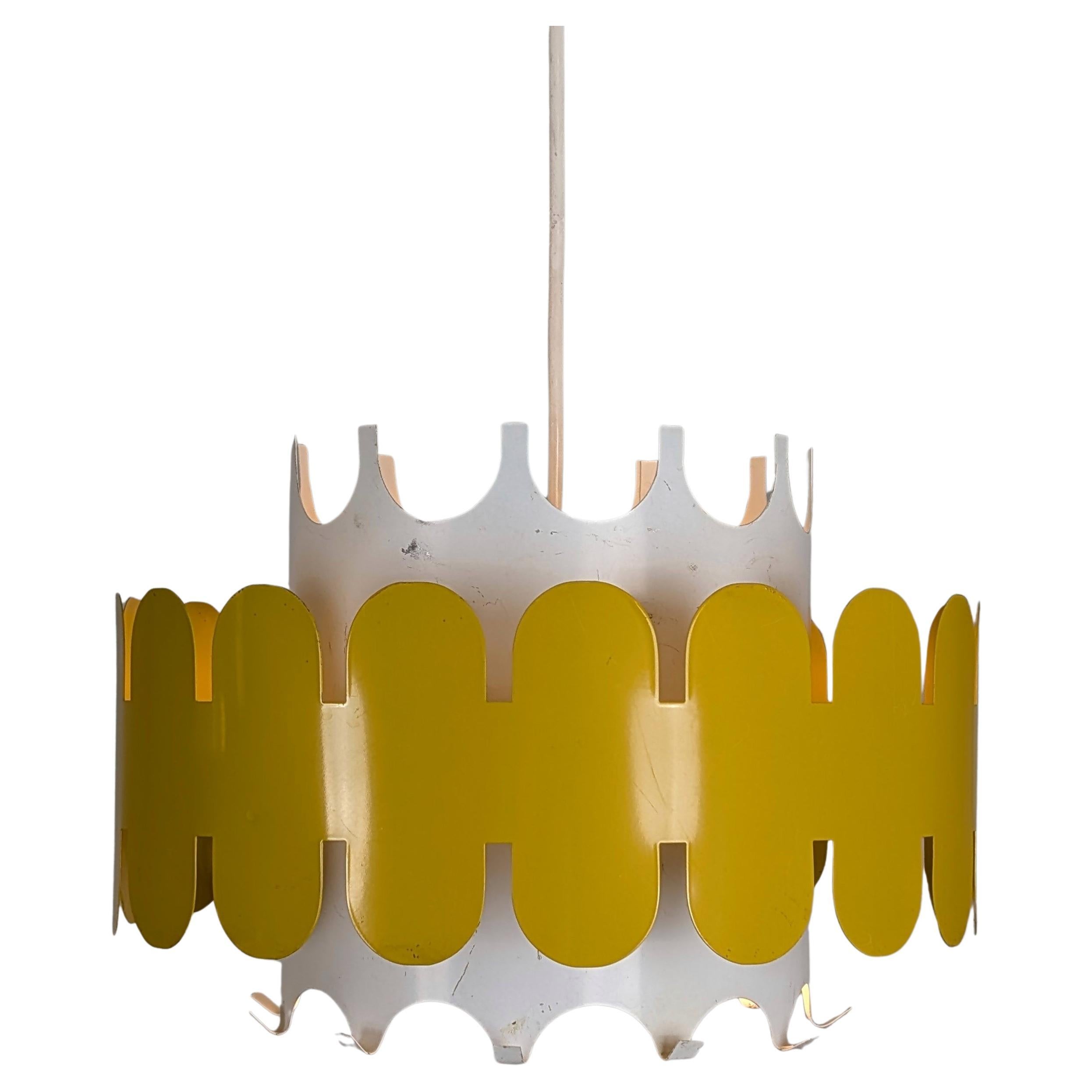 Modernist Sculptural Pendant by Anna-Maija Salo, Yellow 
White, Aris 1960s