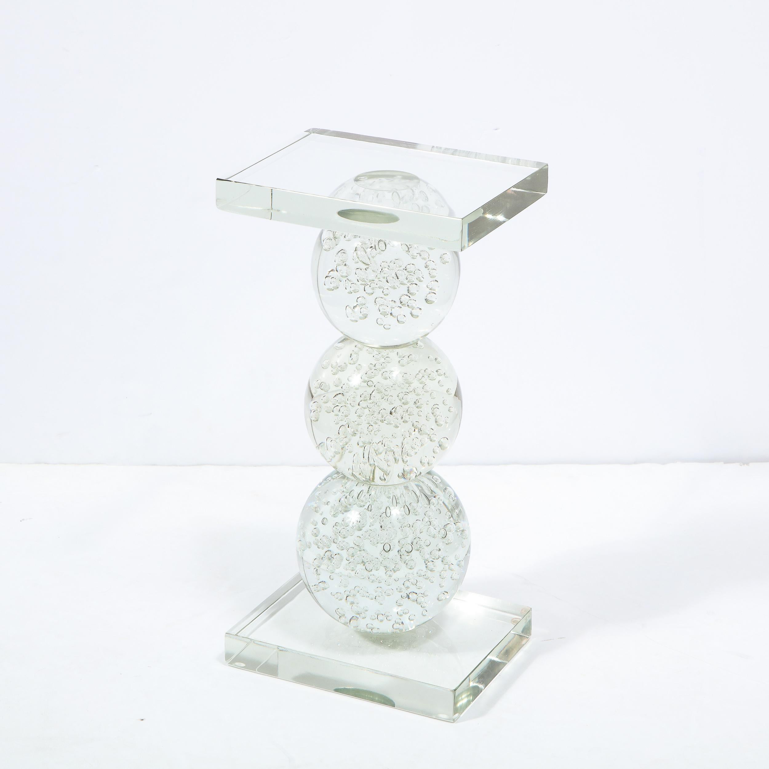 Modernist Sculptural Spherical Handblown Translucent Murano End/ Side Table For Sale 3