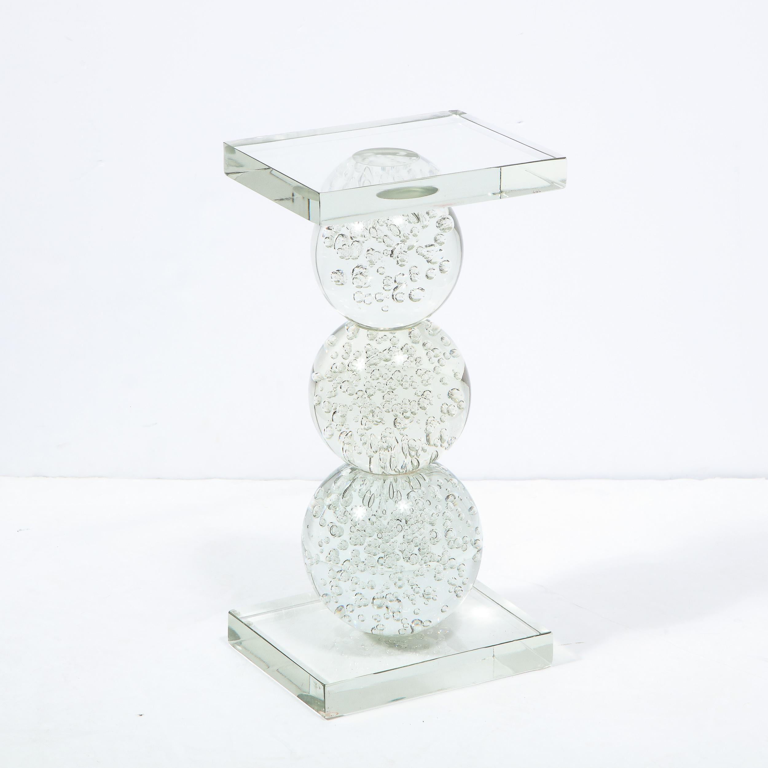Modernist Sculptural Spherical Handblown Translucent Murano End/ Side Table For Sale 5