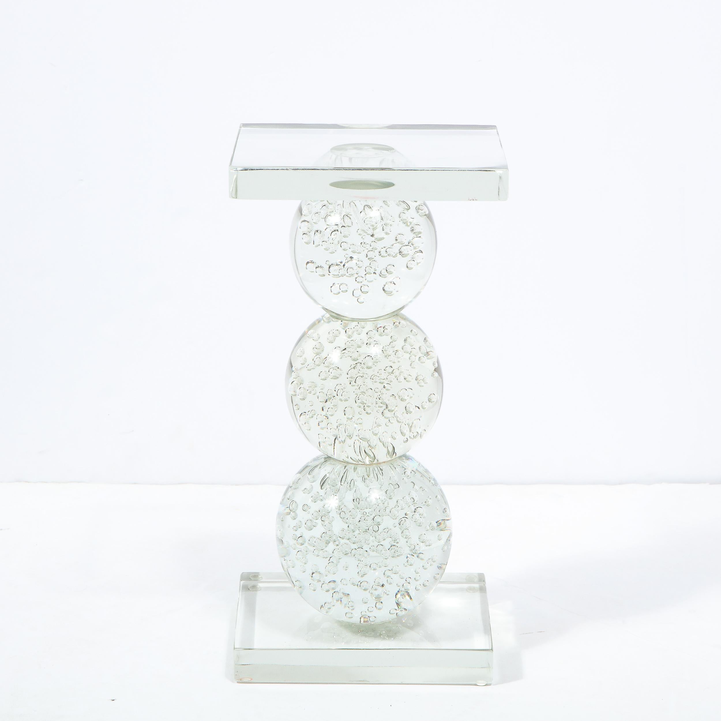 Modernist Sculptural Spherical Handblown Translucent Murano End/ Side Table For Sale 6