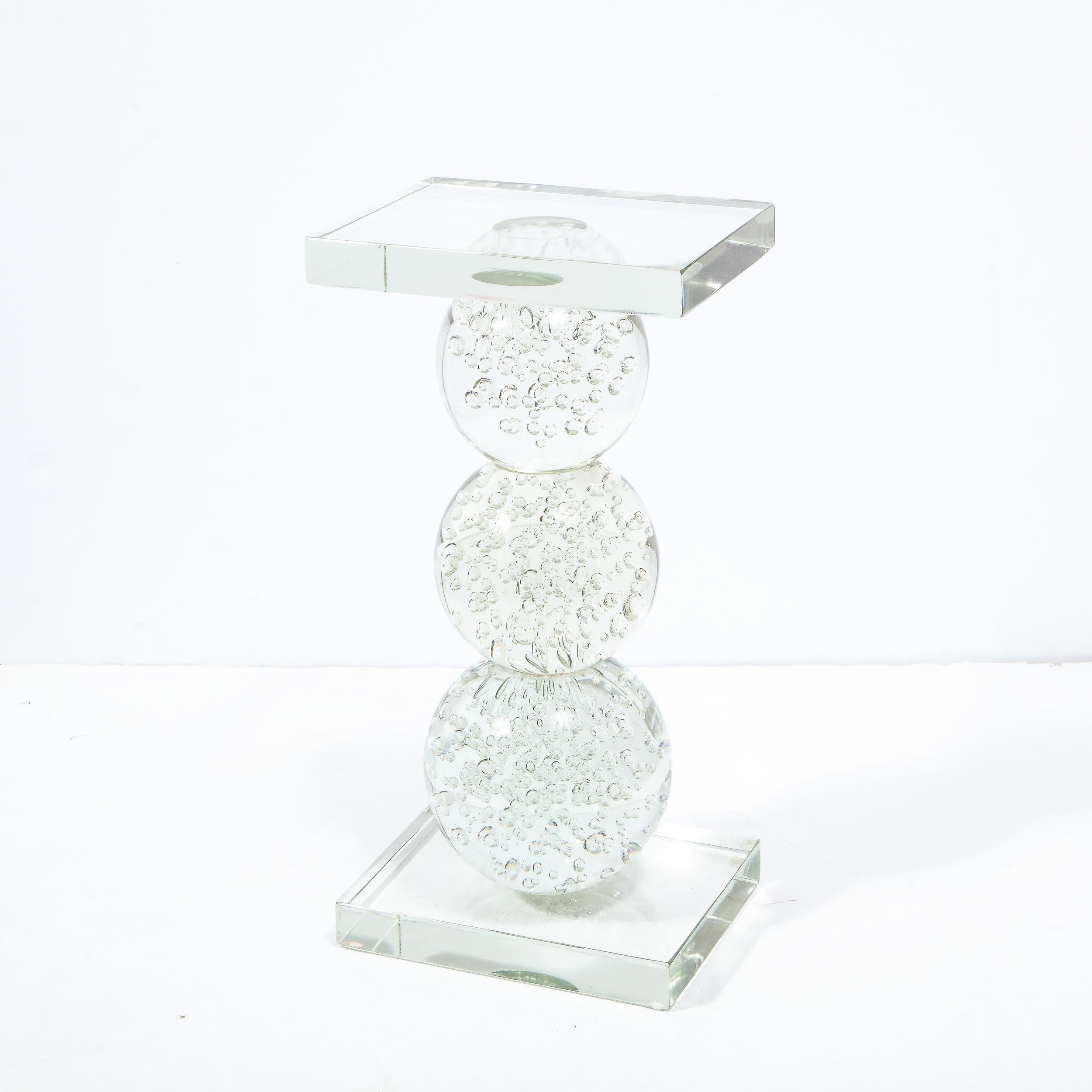 Modernist Sculptural Spherical Handblown Translucent Murano End/ Side Table For Sale 8