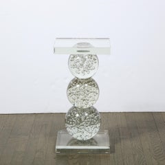 Tavolino scultoreo modernista, sferico, soffiato a mano e traslucido di Murano