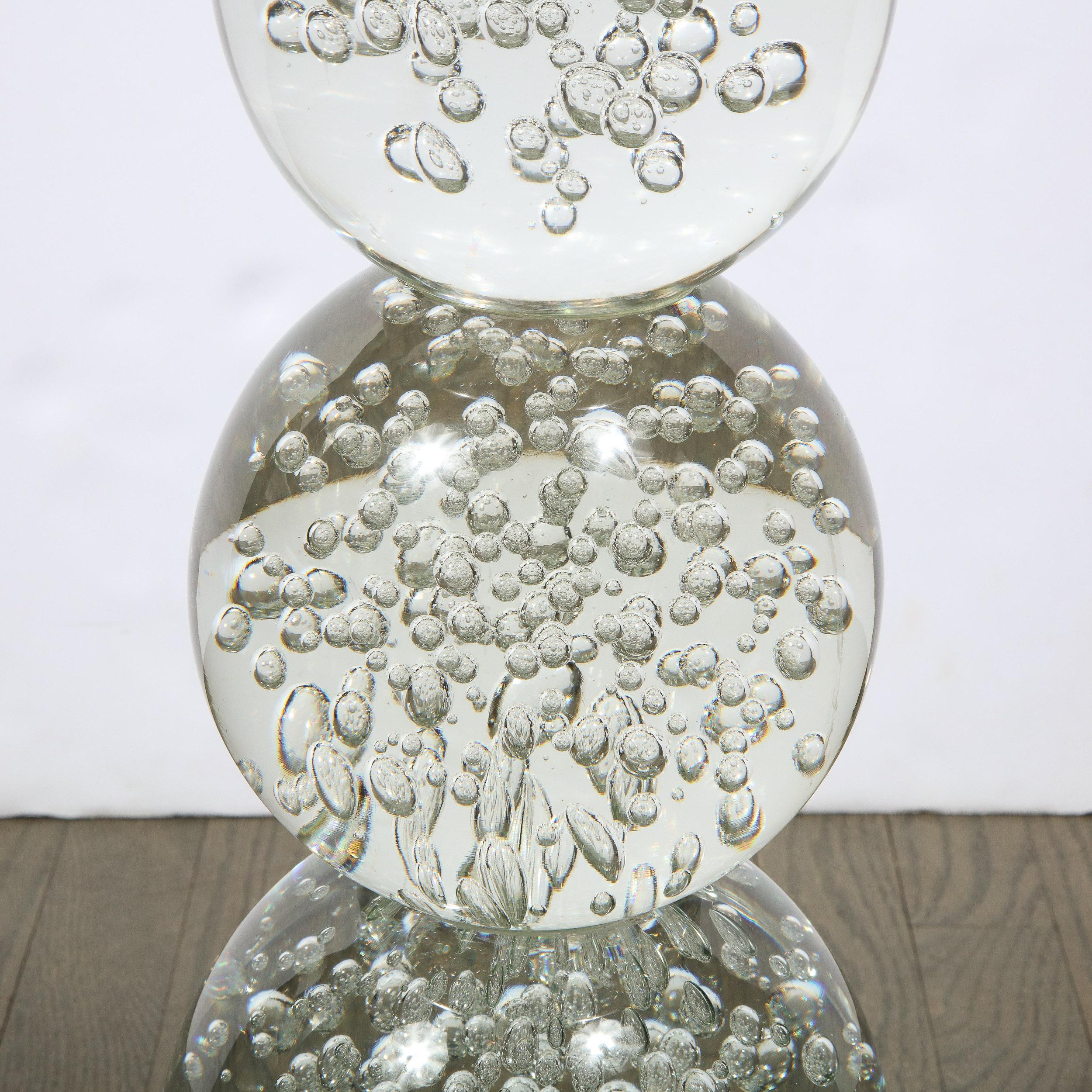 Italian Modernist Sculptural Spherical Handblown Translucent Murano End/ Side Table For Sale