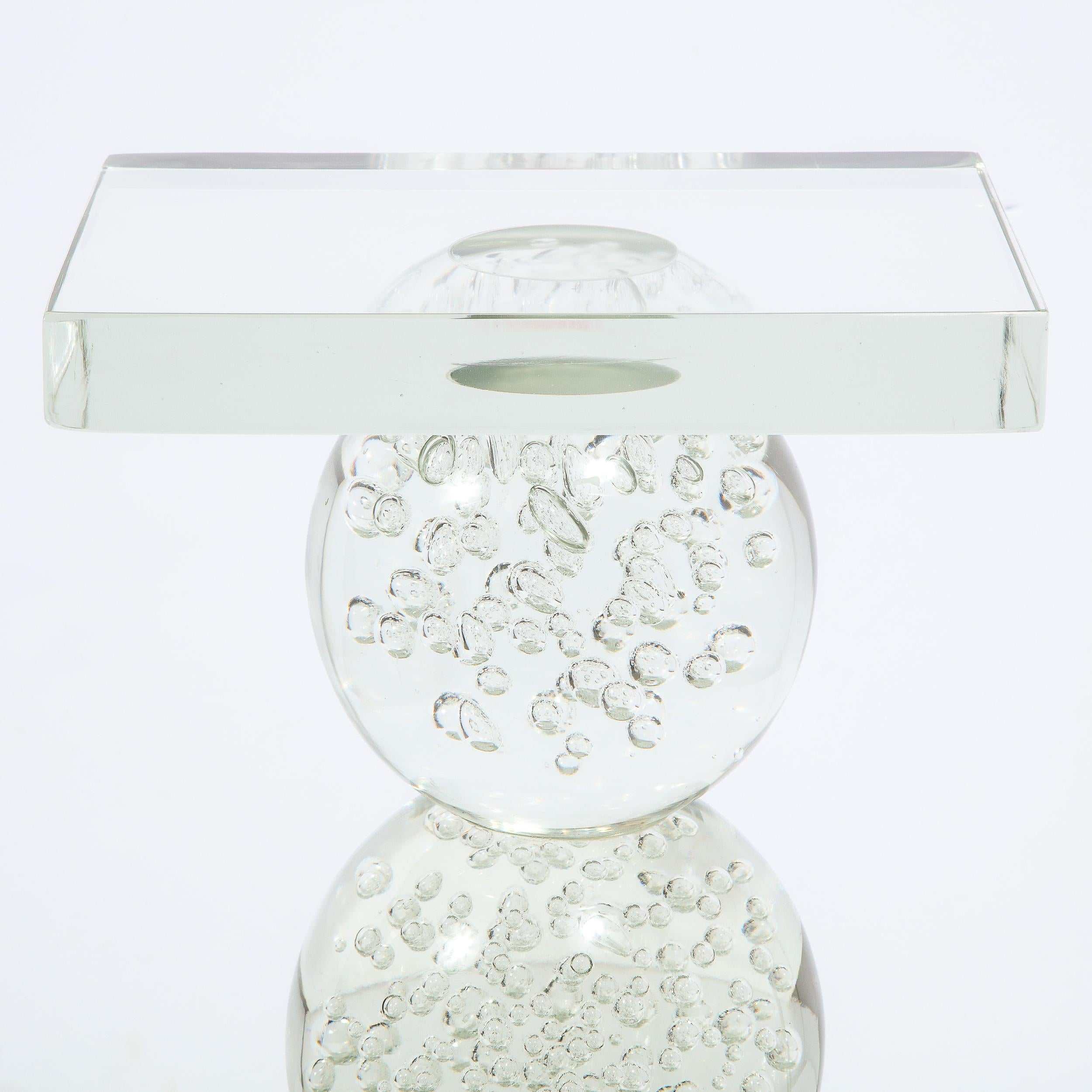 Modernist Sculptural Spherical Handblown Translucent Murano End/ Side Table For Sale 1
