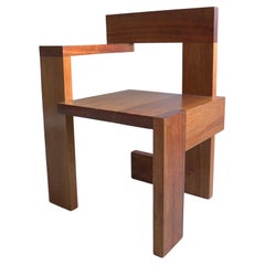 Modernist Sculptural Steltman Chair in Meranti Wood, in Style of Gerrit Rietveld