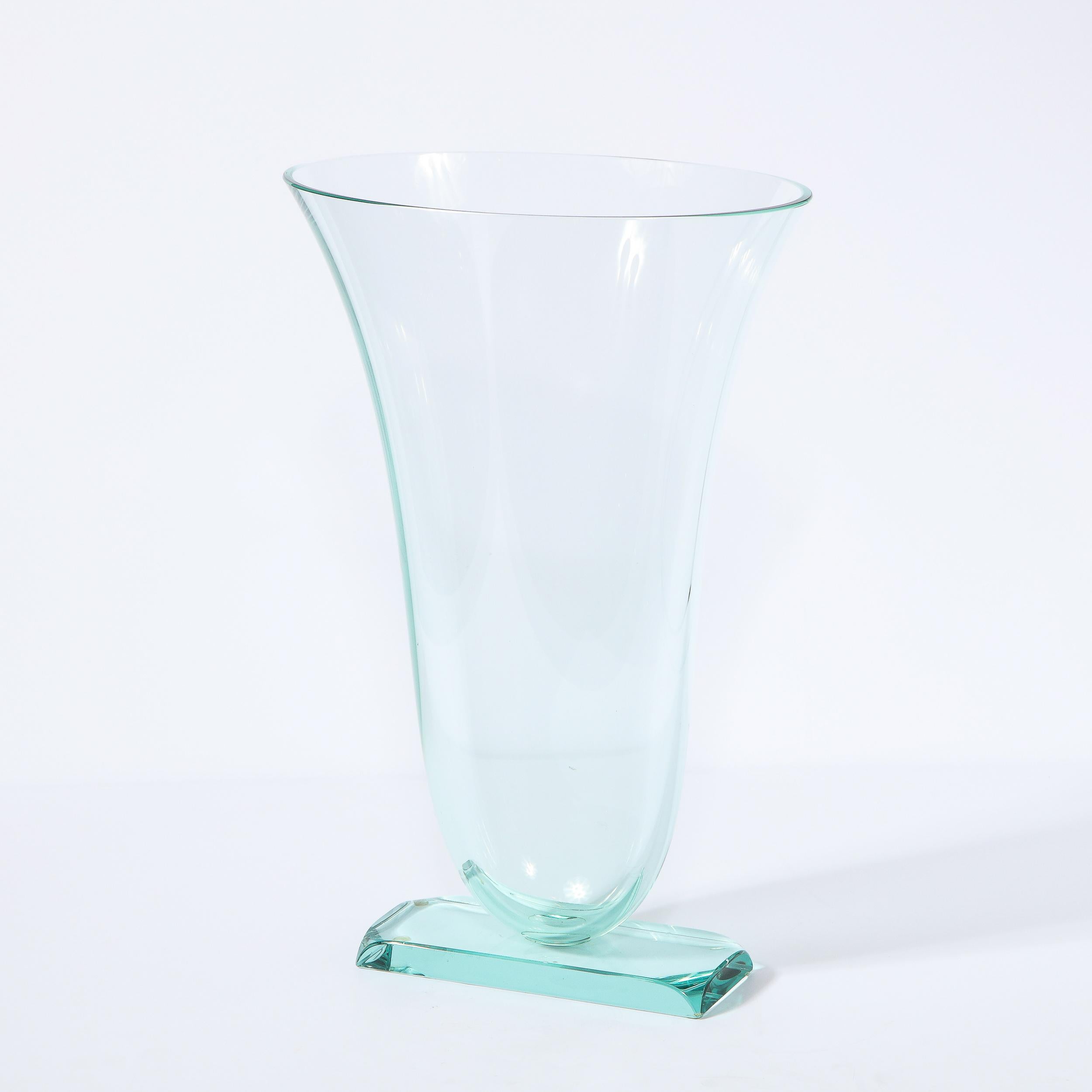 Modernist Sculptural Translucent Acqua Vase Signed by Schlanser Studio 4