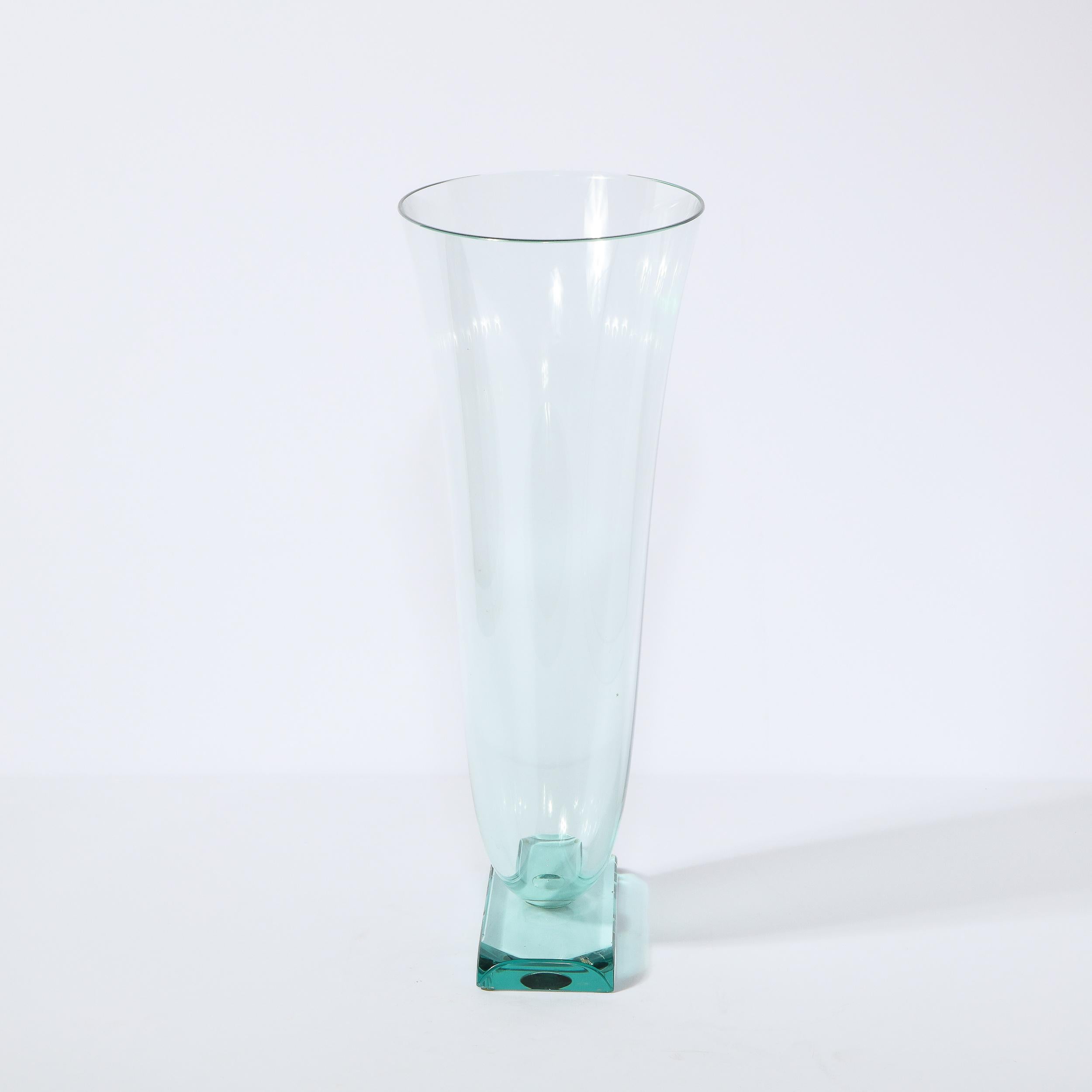 Late 20th Century Modernist Sculptural Translucent Acqua Vase Signed by Schlanser Studio