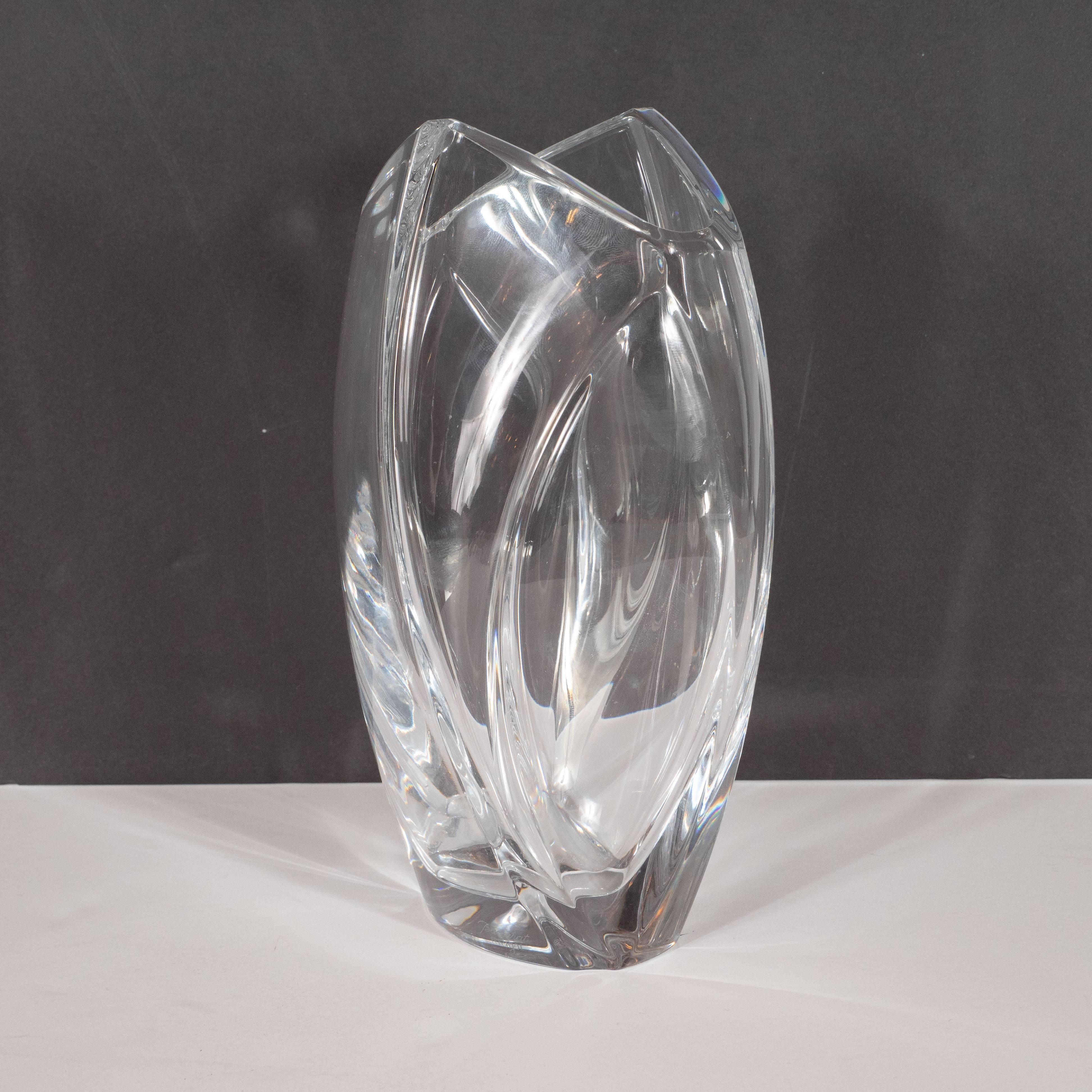 Modernist Sculptural Translucent Crystal Vase by Robert Rigot for Baccarat 1