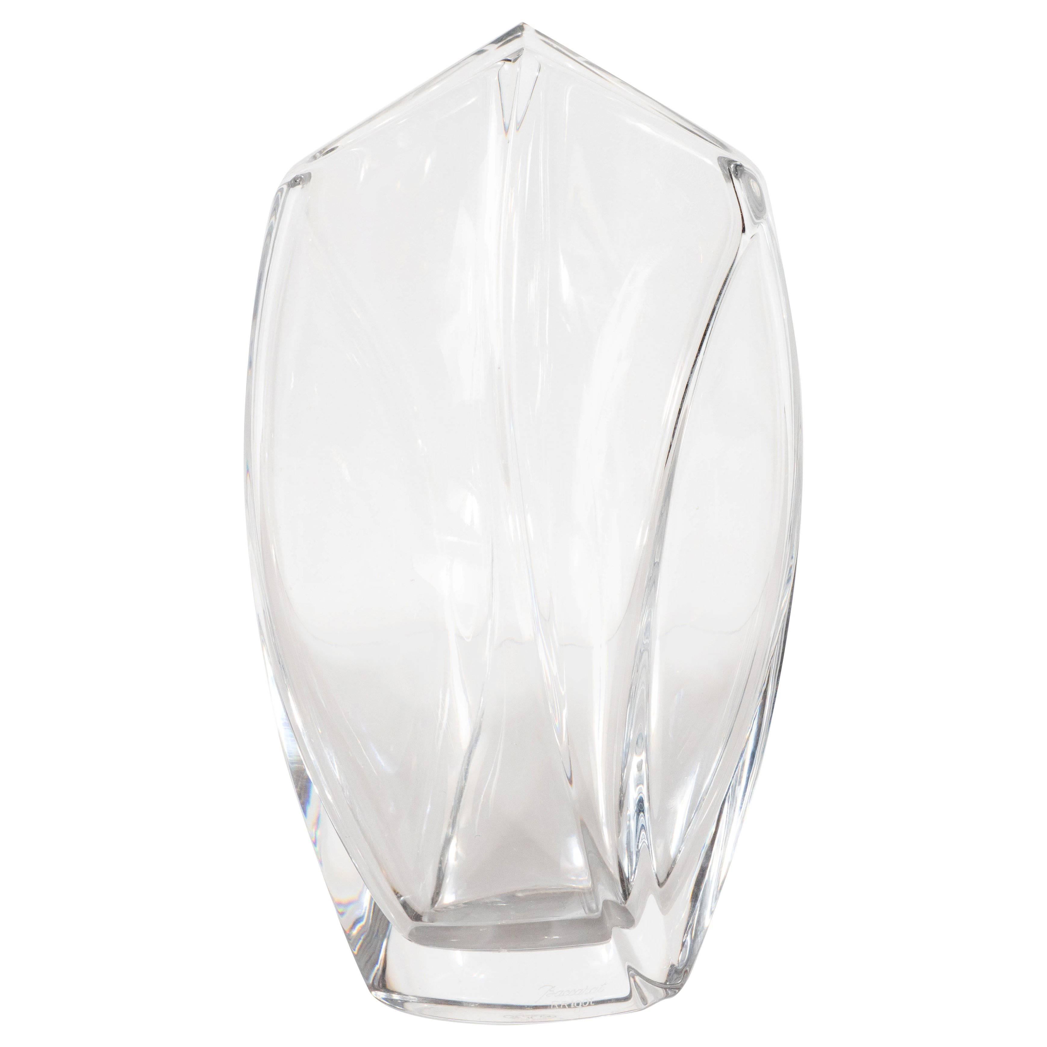 Modernist Sculptural Translucent Crystal Vase by Robert Rigot for Baccarat