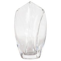 Modernist Sculptural Translucent Crystal Vase by Robert Rigot for Baccarat