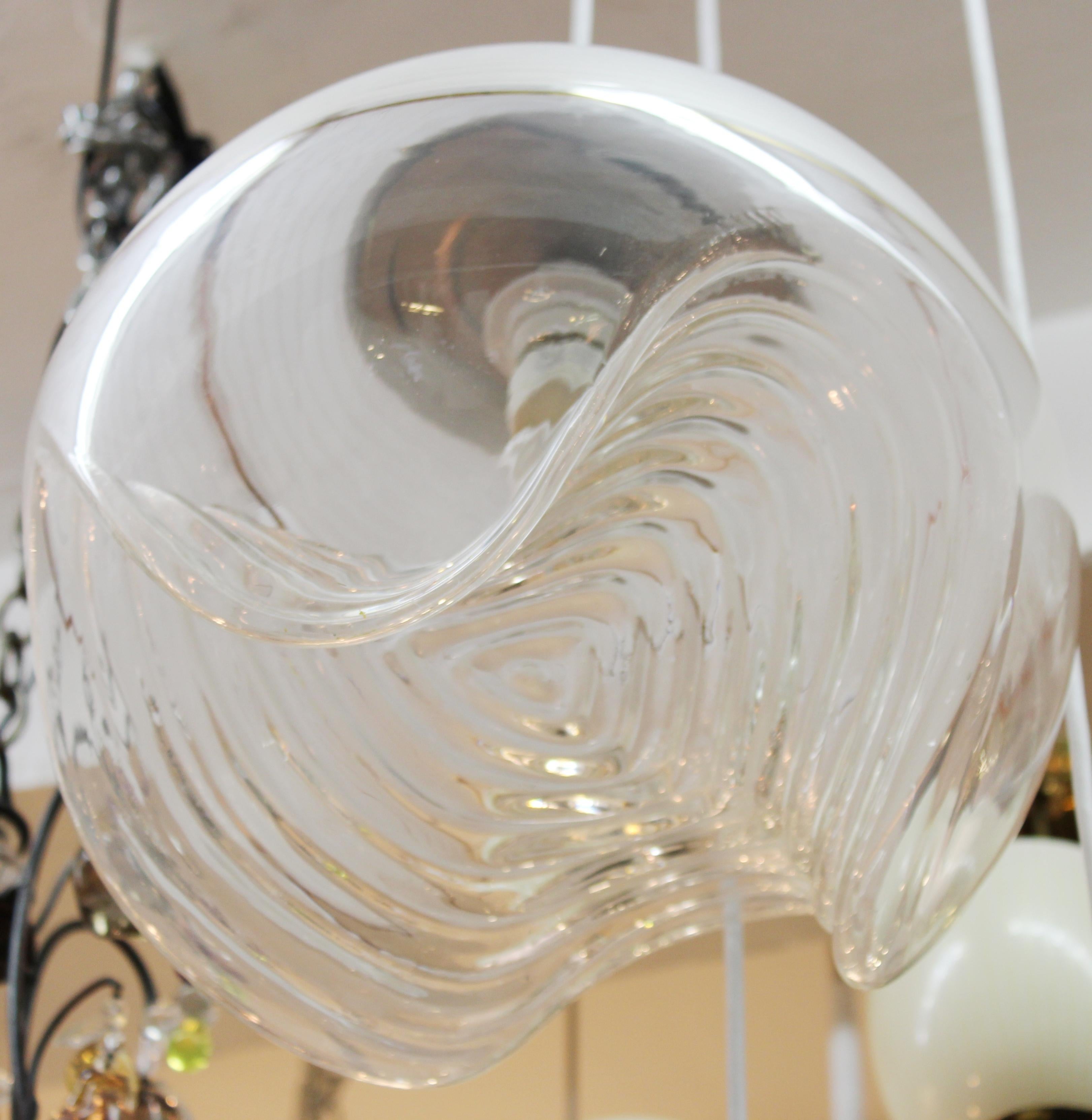 Lampe à suspension sculpturale moderniste à triple globe en verre Bon état - En vente à New York, NY
